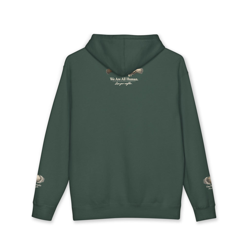 “One Humanity” Hoodie – “Love Your Neighbor” Earth & Wings Graphic Sweatshirt