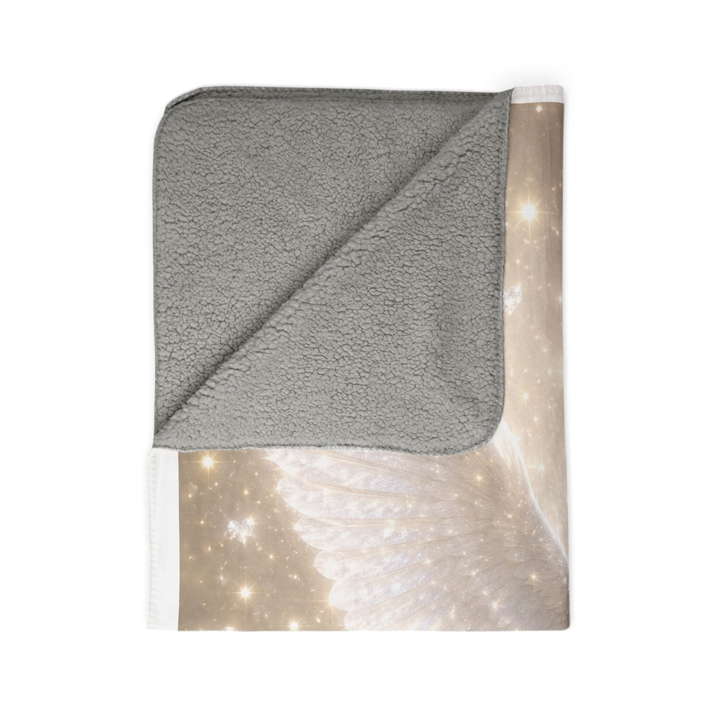 Dove Fleece Sherpa Blanket — Soft White Dove on Sparkling Starry Background