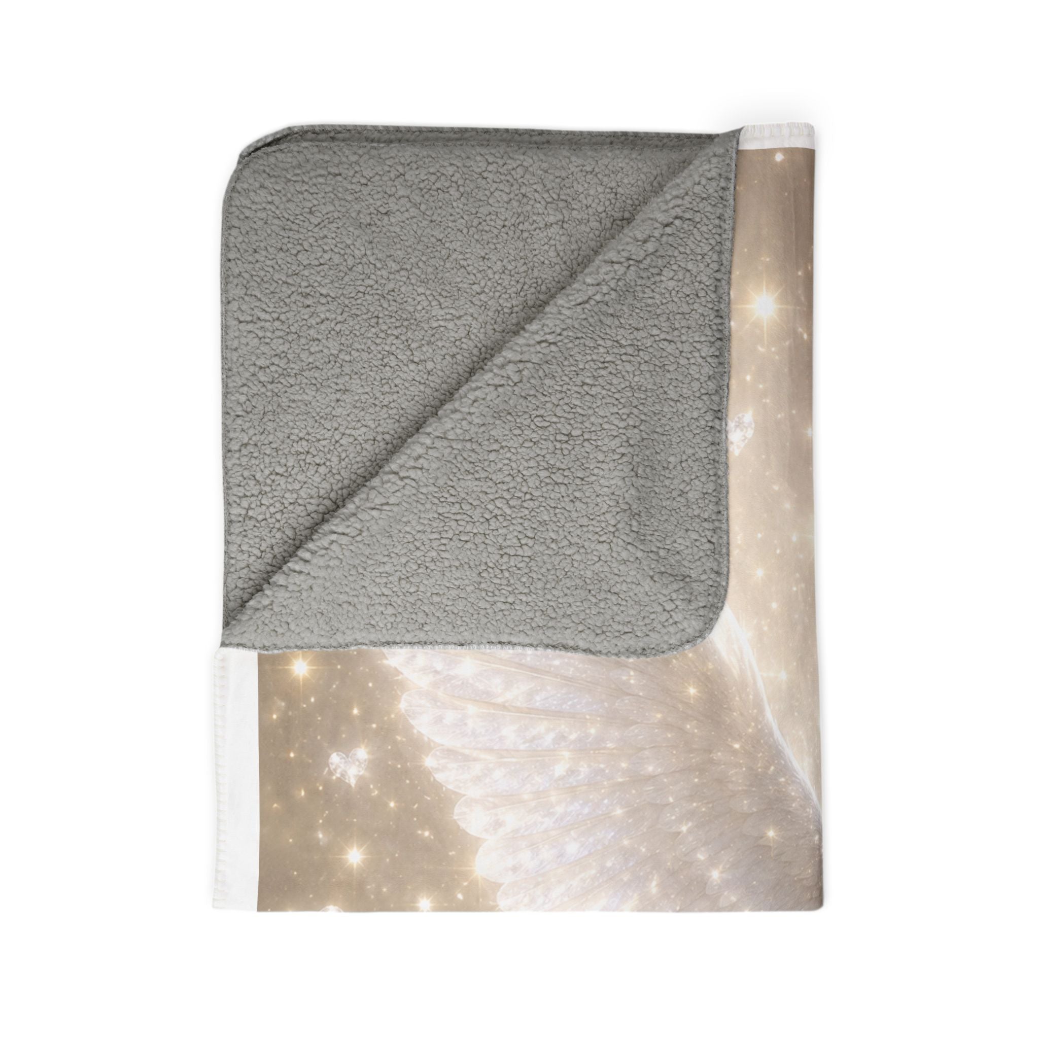 Dove Fleece Sherpa Blanket — Soft White Dove on Sparkling Starry Background