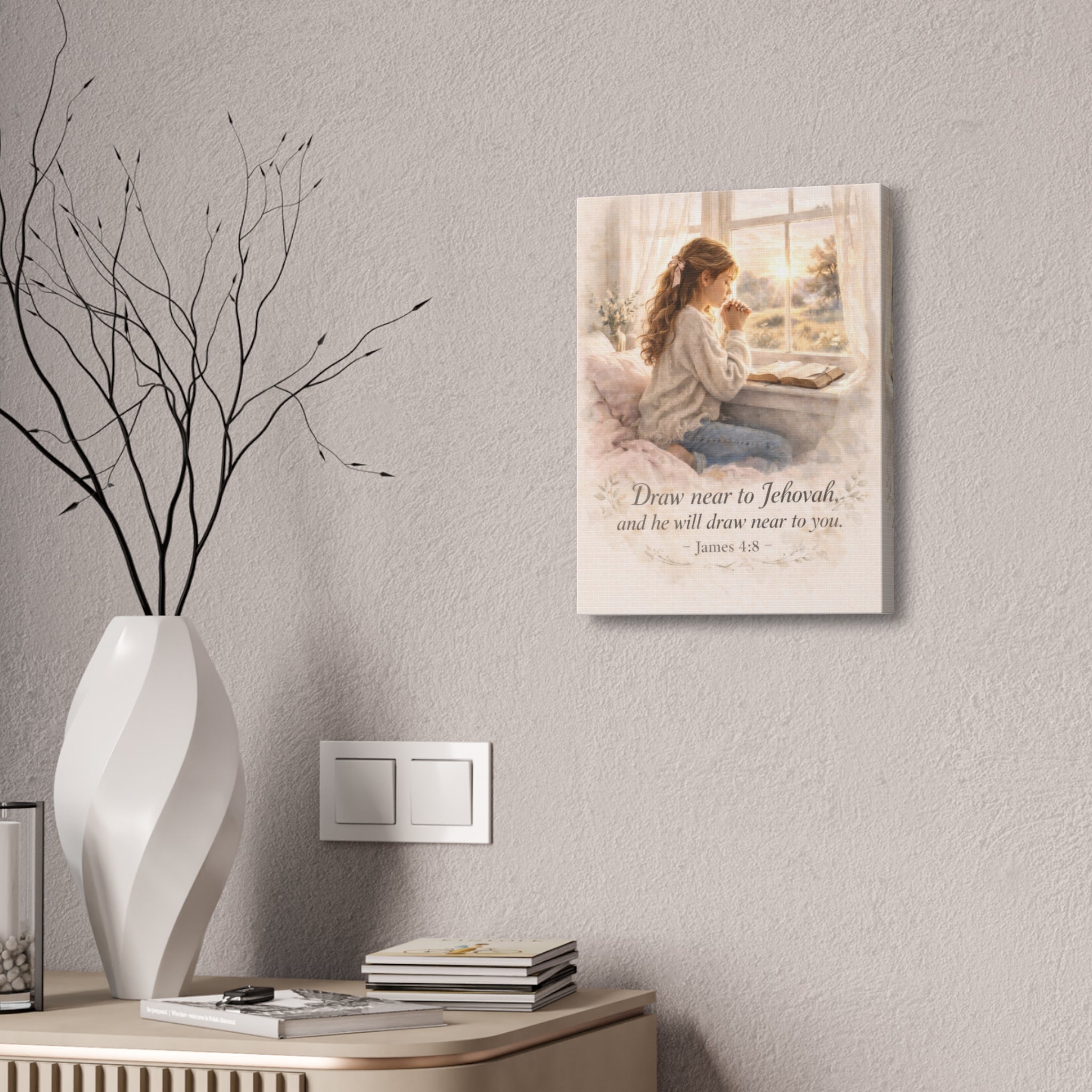 Draw Near to God Canvas Print – Christian Prayer Wall Art | James 4:8 Scripture