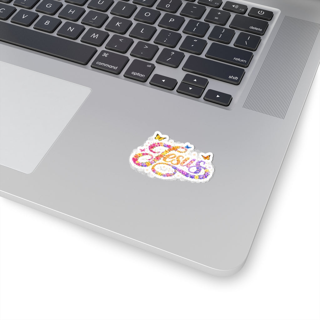 Jesus Floral Butterfly Sticker – Colorful Christian Faith Decal | Inspirational Laptop Sticker