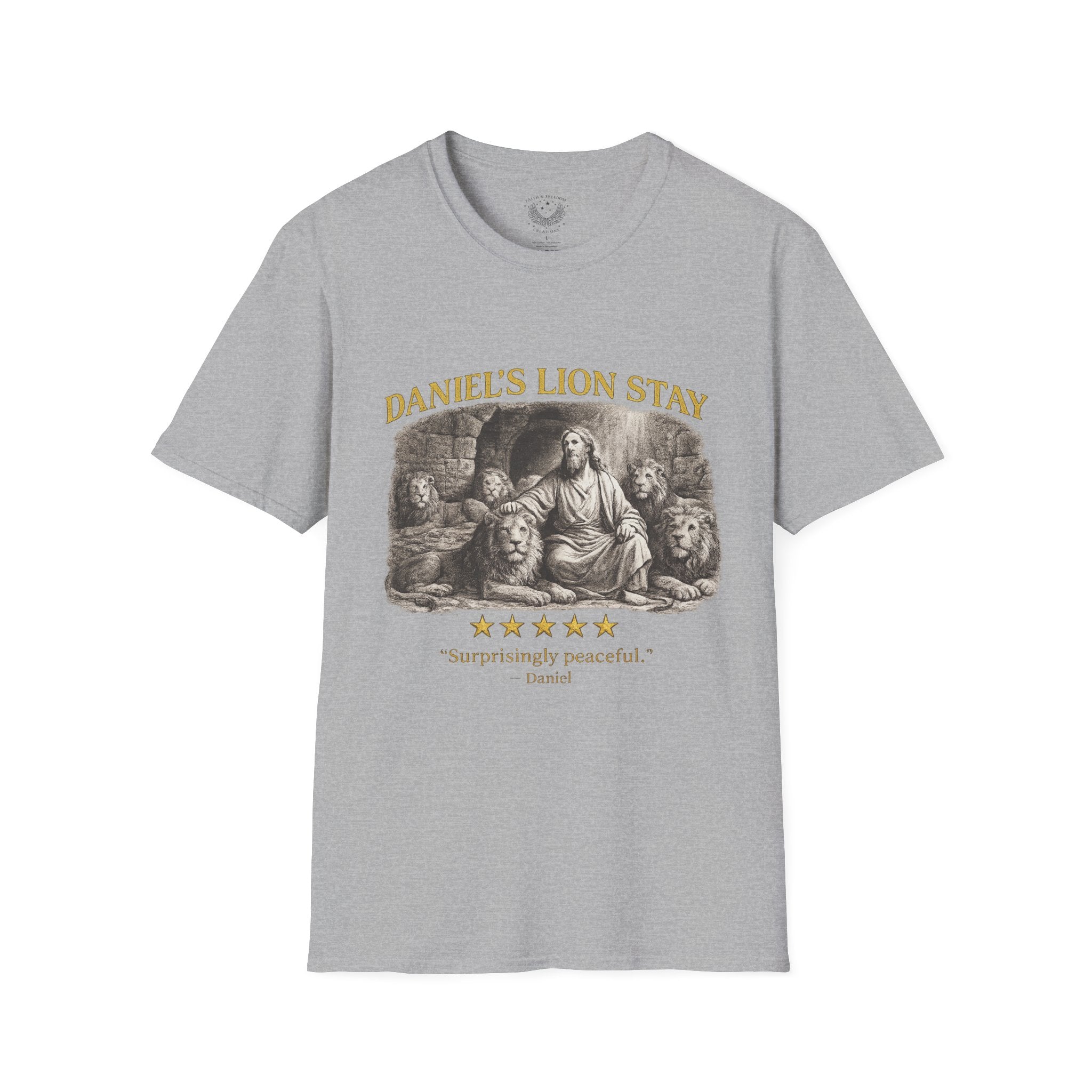 Daniel's Lion Stay Vintage Graphic T-Shirt - Retro Biblical Lion Tee