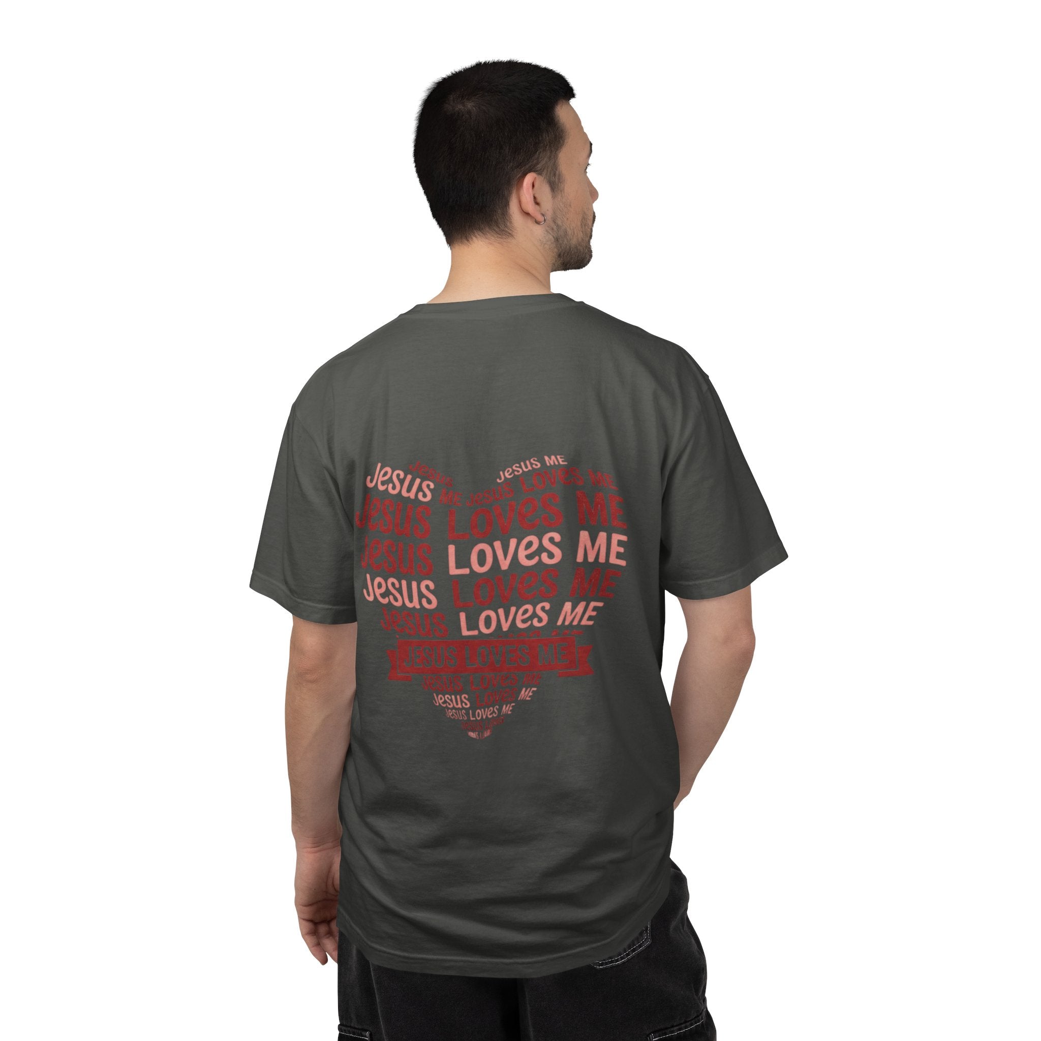 Jesus Loves Me Heart Garment-Dyed T-Shirt – Christian Faith Tee | Vintage Style Inspirational Shirt