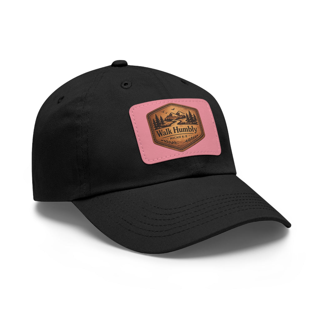 Walk Humbly Leather Patch Dad Hat | Micah 6:8 Christian Outdoor Cap | Faith Freedom Creations
