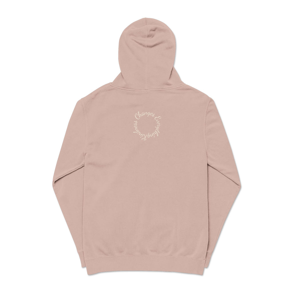 “We Are All Human” Pigment-Dyed Hoodie – Inclusive Comfort Pullover | Inspirational Minimalist Hoodie