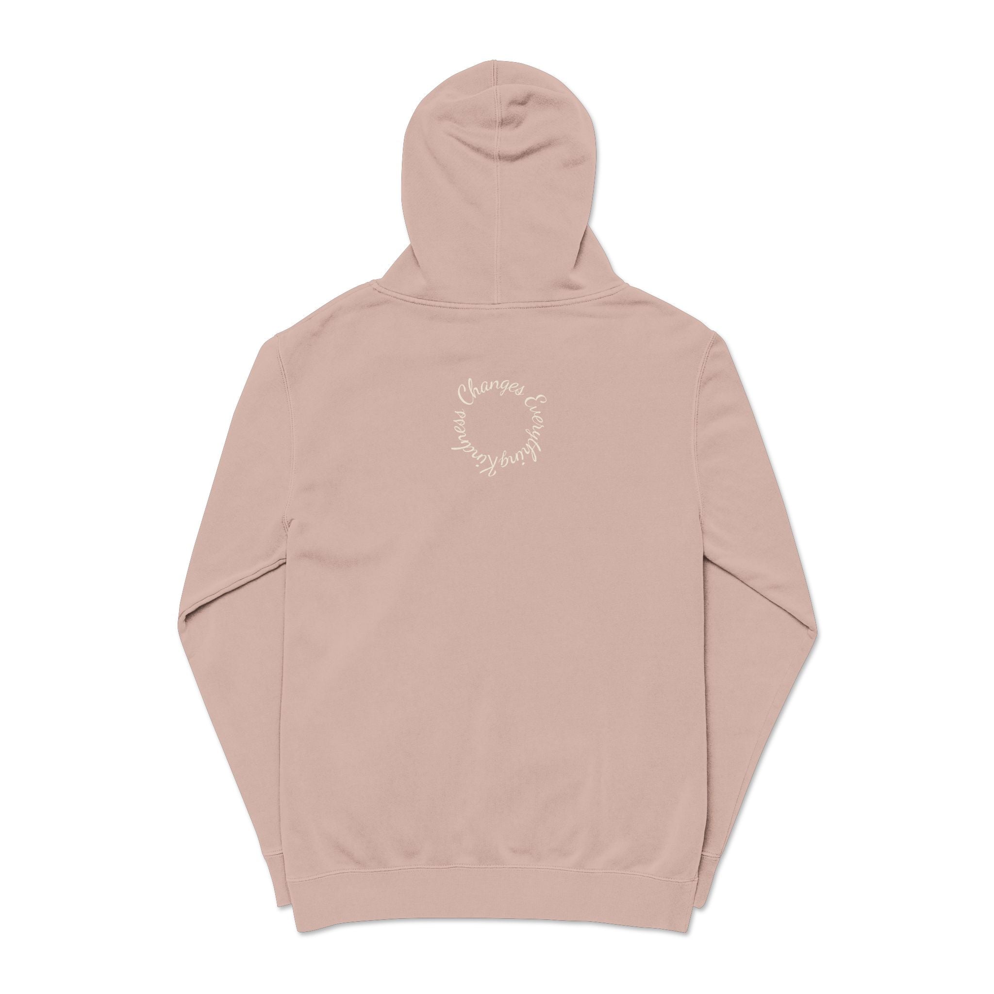 “We Are All Human” Pigment-Dyed Hoodie – Inclusive Comfort Pullover | Inspirational Minimalist Hoodie