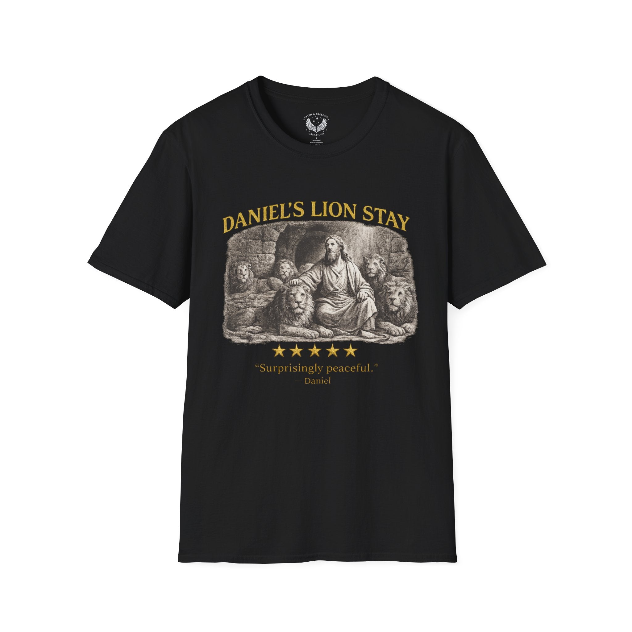 Daniel's Lion Stay Vintage Graphic T-Shirt - Retro Biblical Lion Tee