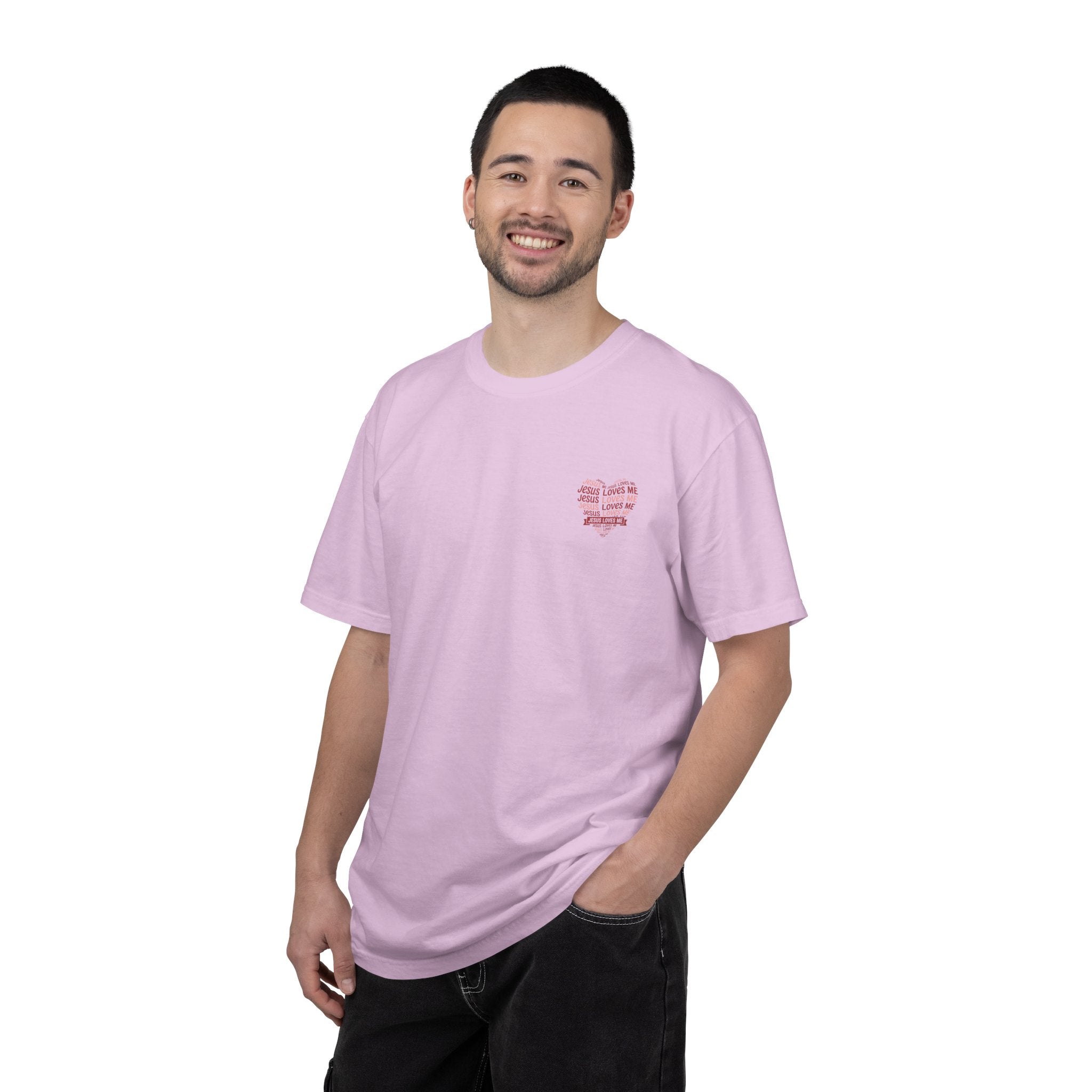 Jesus Loves Me Heart Garment-Dyed T-Shirt – Christian Faith Tee | Vintage Style Inspirational Shirt