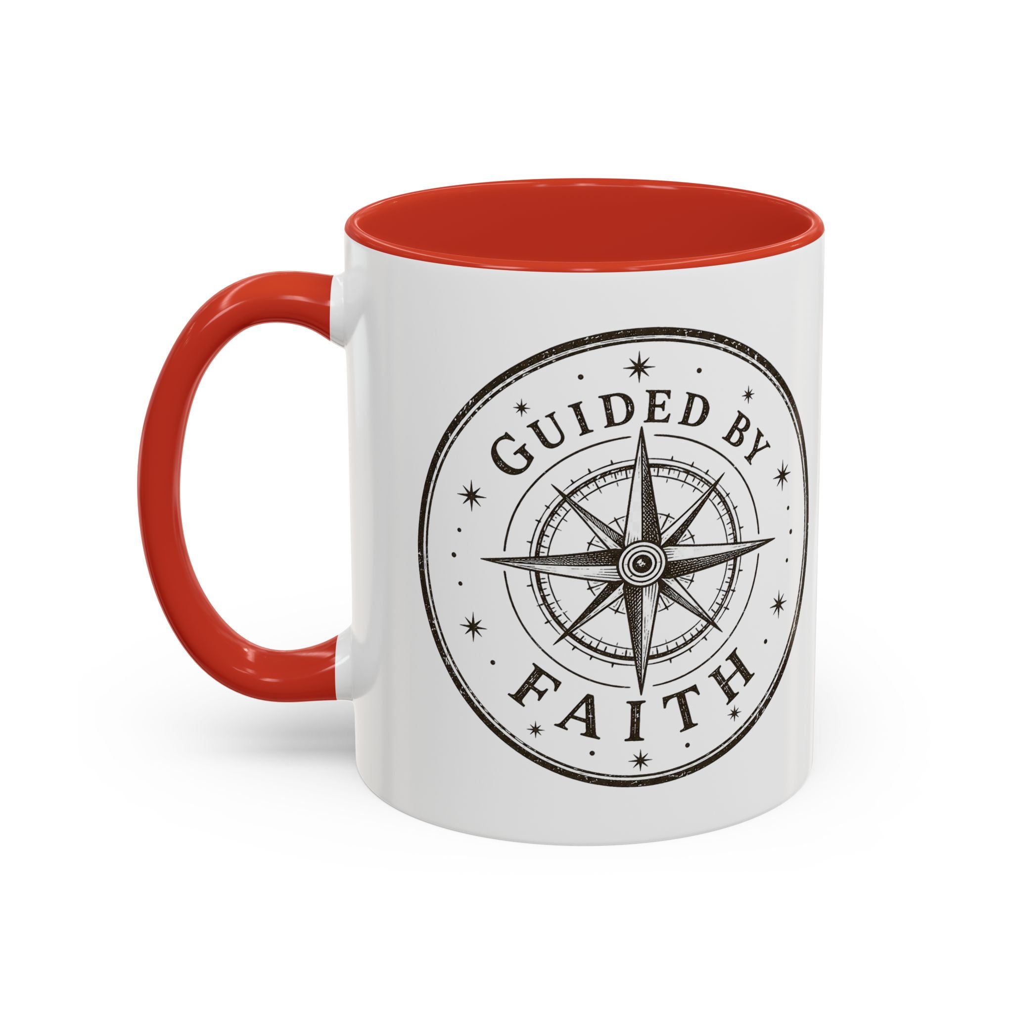 Guided by Faith Compass Coffee Mug | Inspirational Christian Accent Mug | Faith Freedom Creations