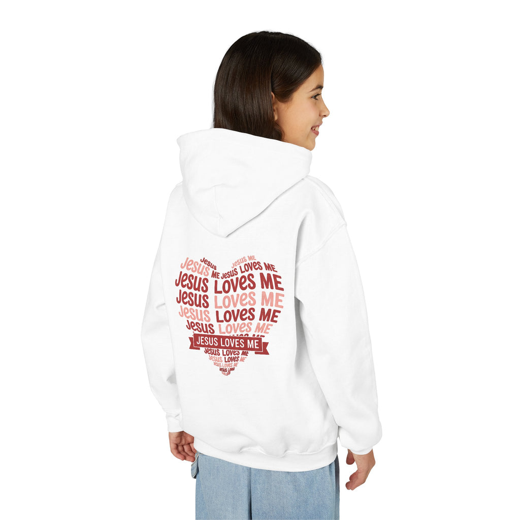 Jesus Loves Me Youth Hoodie – Heart Word Cloud Christian Kids Sweatshirt | Faith Inspired Kids Apparel