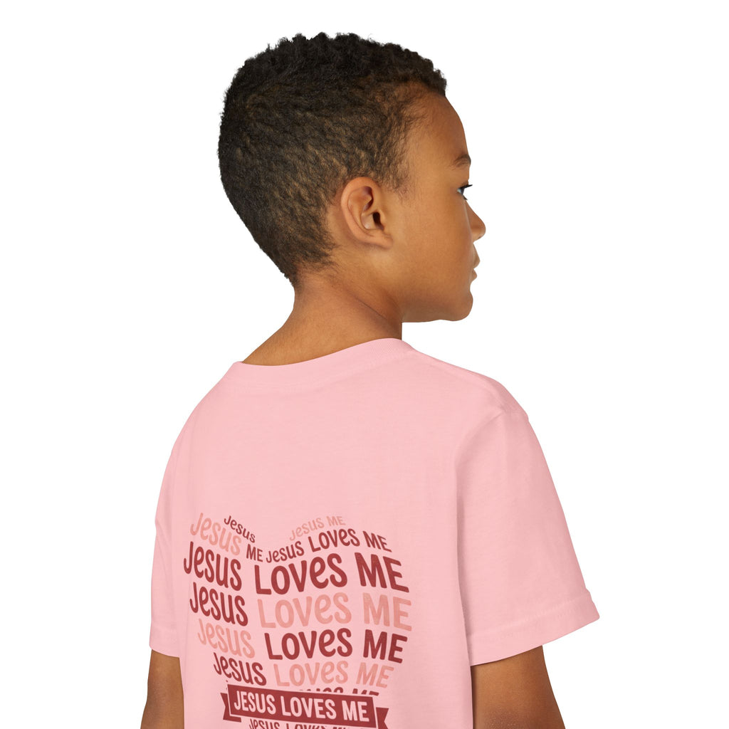 Jesus Loves Me Youth T-Shirt – Heart Word Cloud Christian Kids Tee | Faith Inspired Youth Shirt
