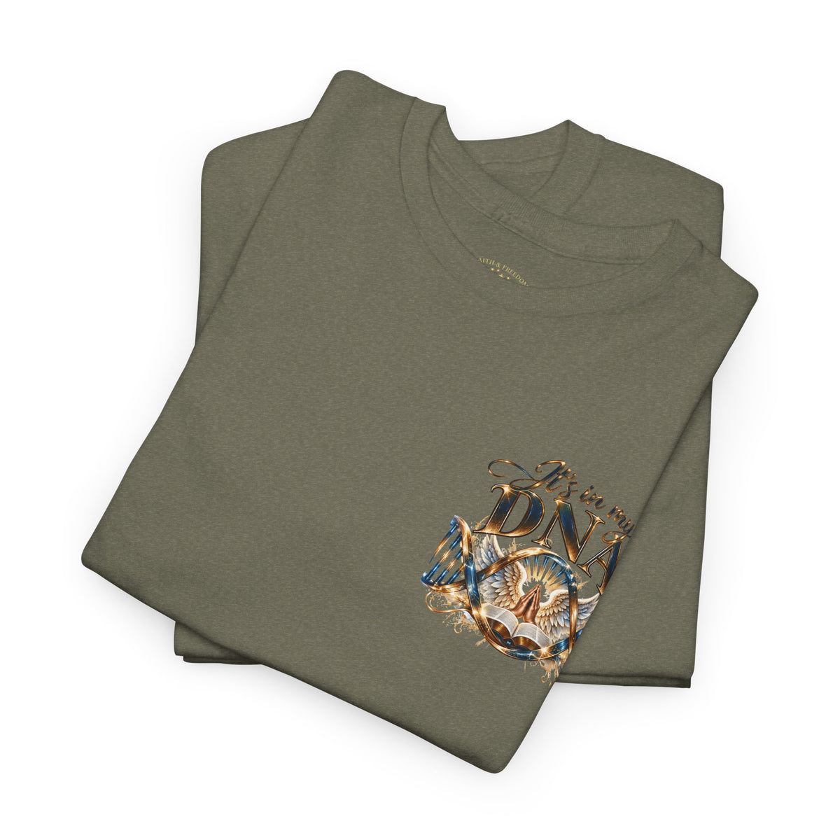 It's in My DNA Christian T-Shirt – Bible, Praying Hands & Angel Wings | Gildan Heavy Cotton Tee | Unisex