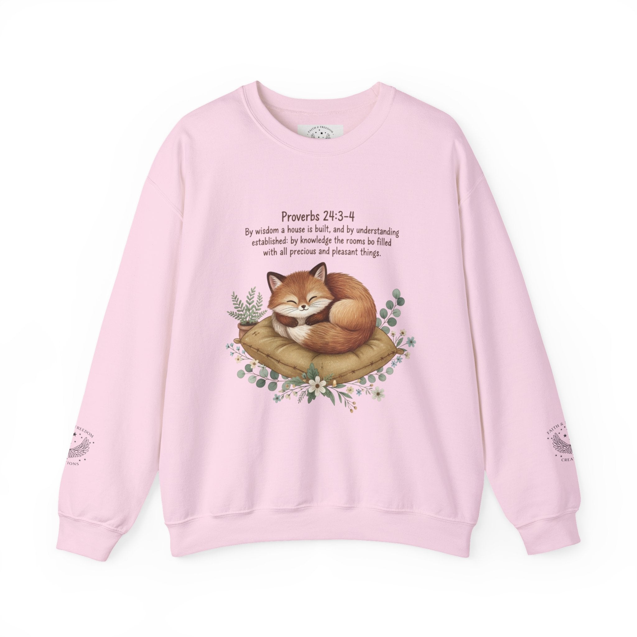 Cozy Fox Crewneck Sweatshirt - Woodland Animal Art with scripture |