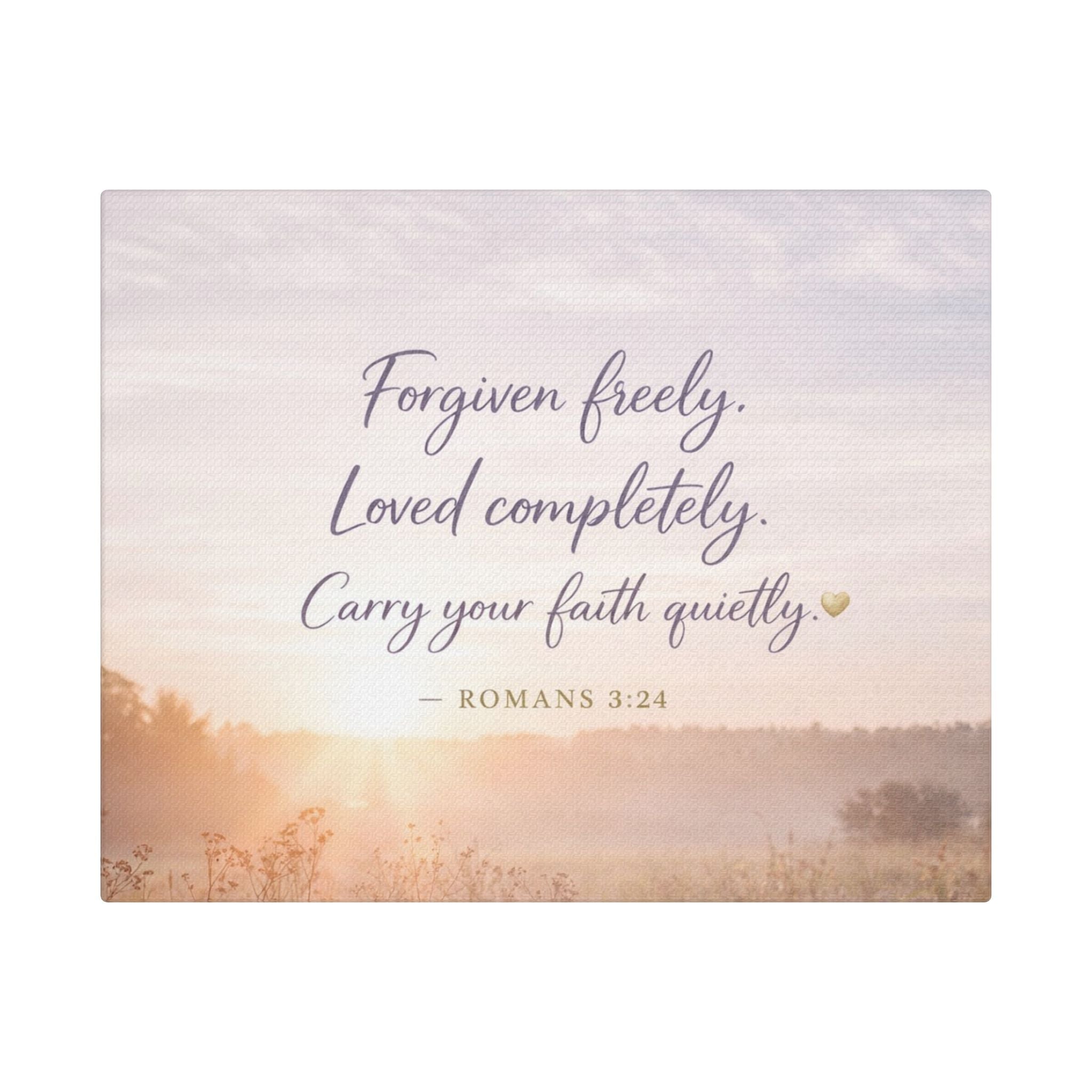 Forgiven Freely Canvas — Romans 3:24 Scripture Art