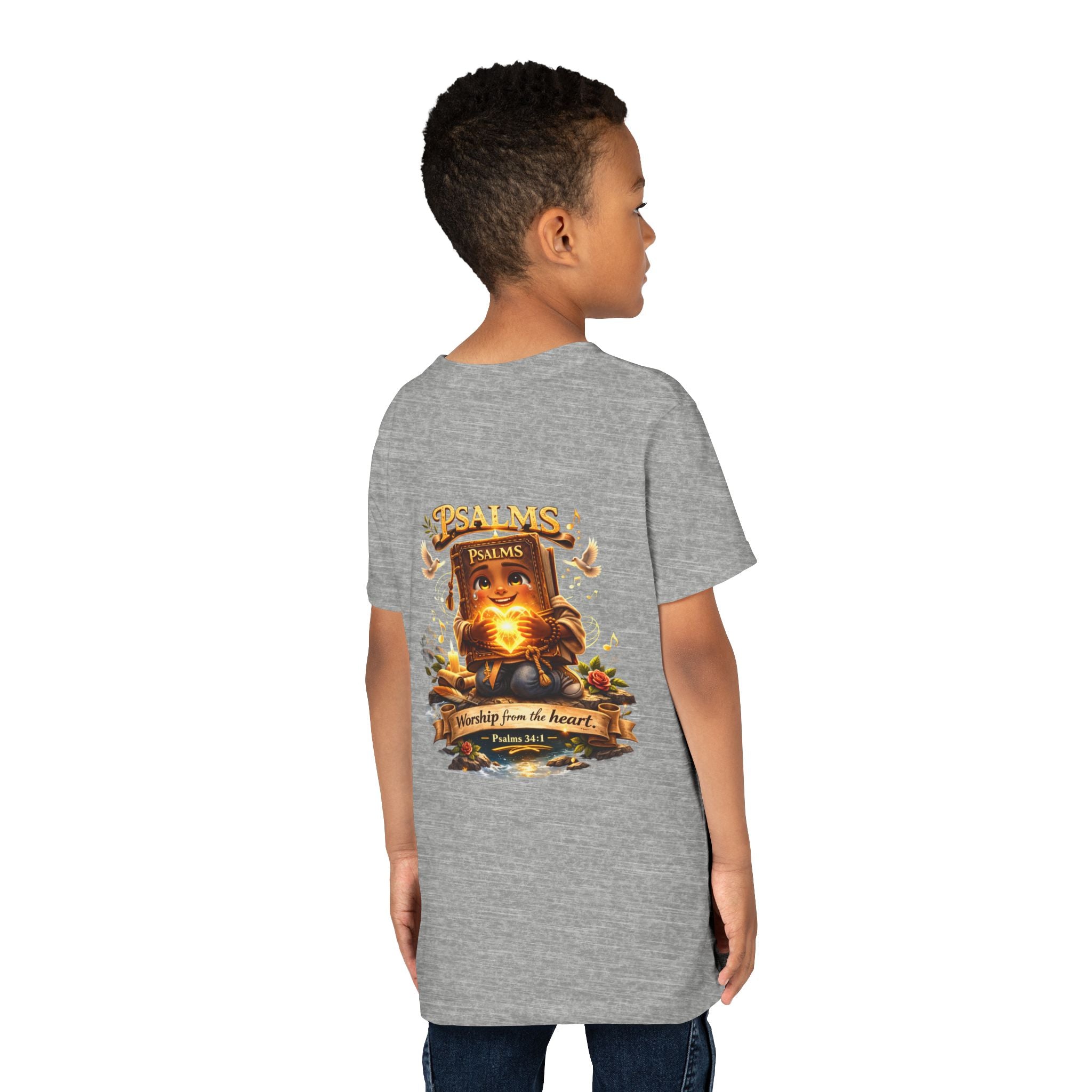 Praise Him Psalms 34:1 Youth T-Shirt | Christian Kids Faith Tee | Inspirational Youth Apparel