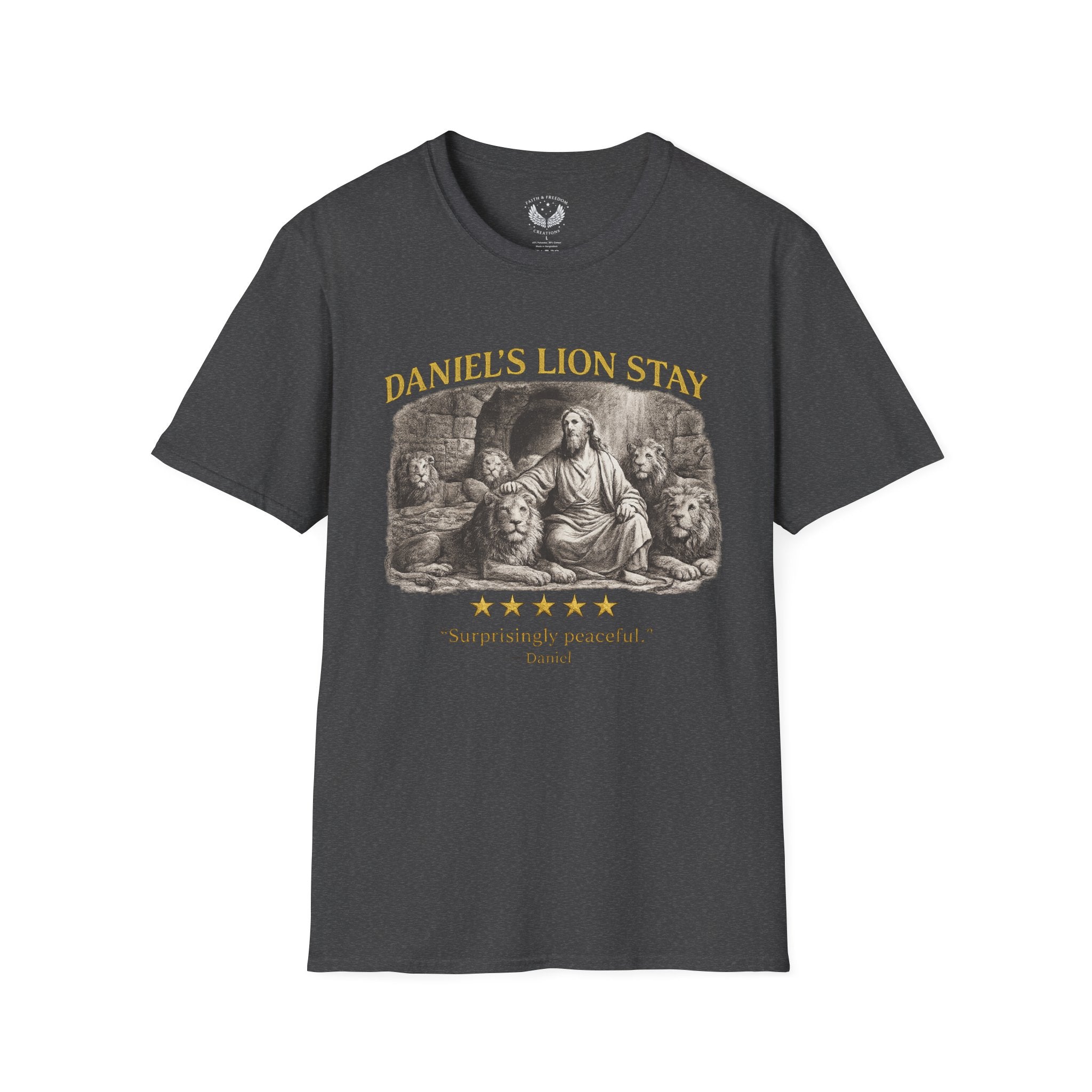 Daniel's Lion Stay Vintage Graphic T-Shirt - Retro Biblical Lion Tee
