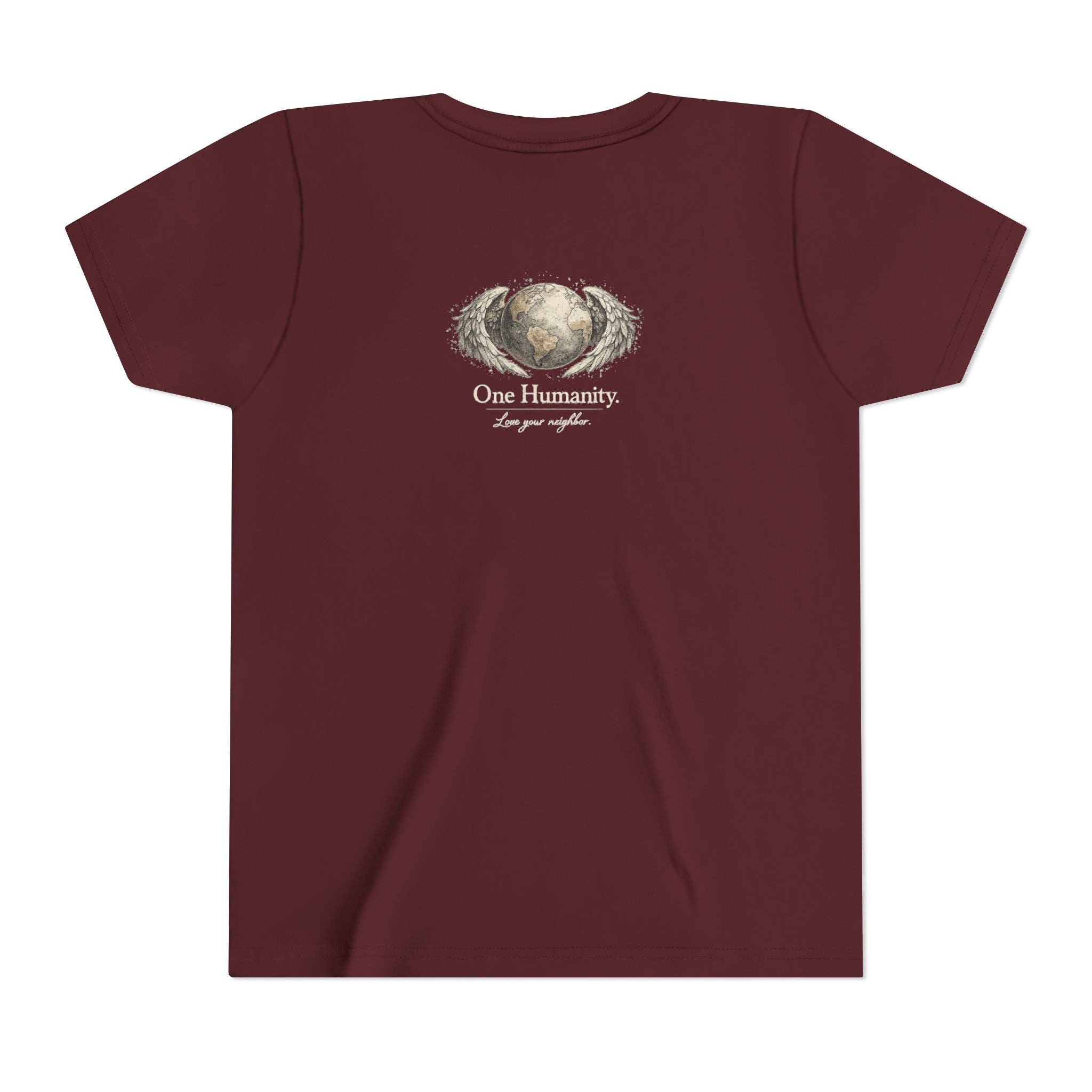 Youth “Quiet Kindness Changes Everything” Tee – Kids Inspirational T-Shirt with Earth & Friends Graphic