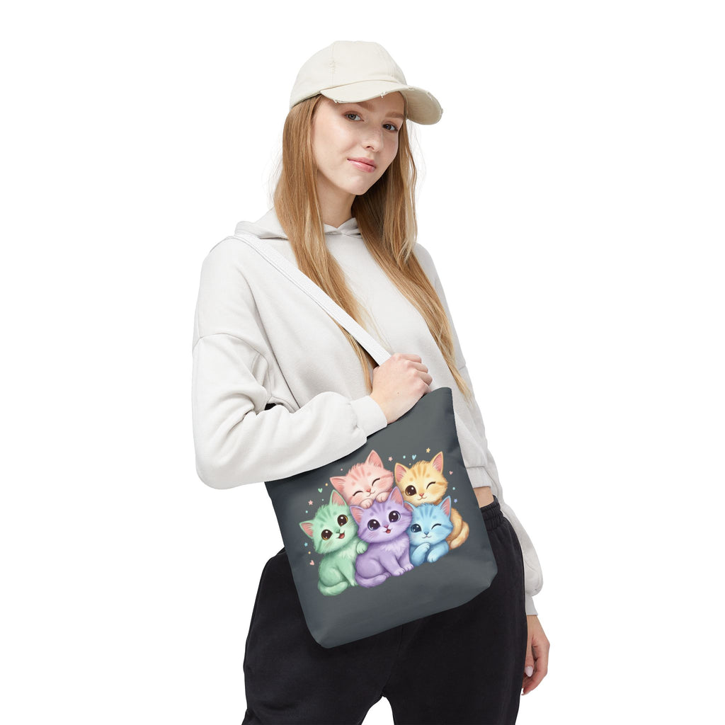 Pastel Rainbow Kittens Tote Bag – Cute Cat Lover Tote | Colorful Cat Market Bag