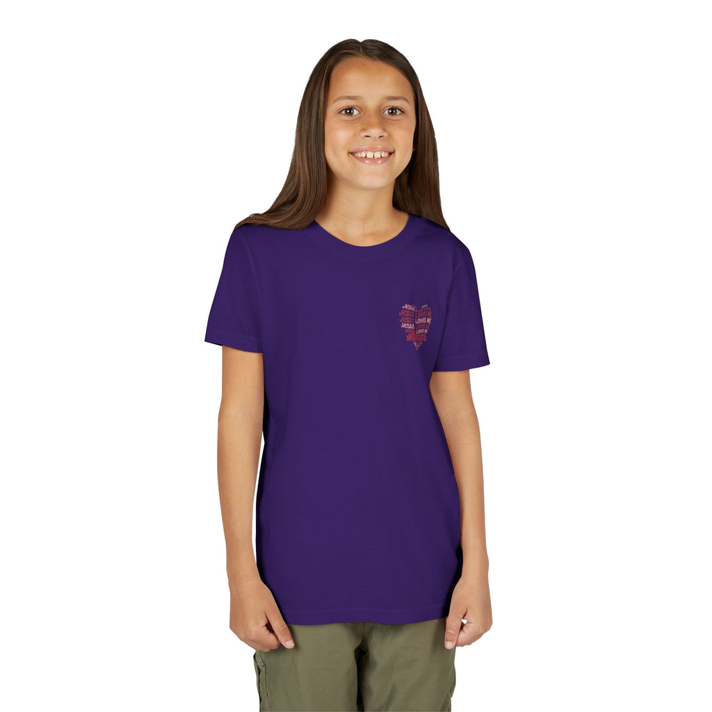 Jesus Loves Me Youth T-Shirt – Heart Word Cloud Christian Kids Tee | Faith Inspired Youth Shirt