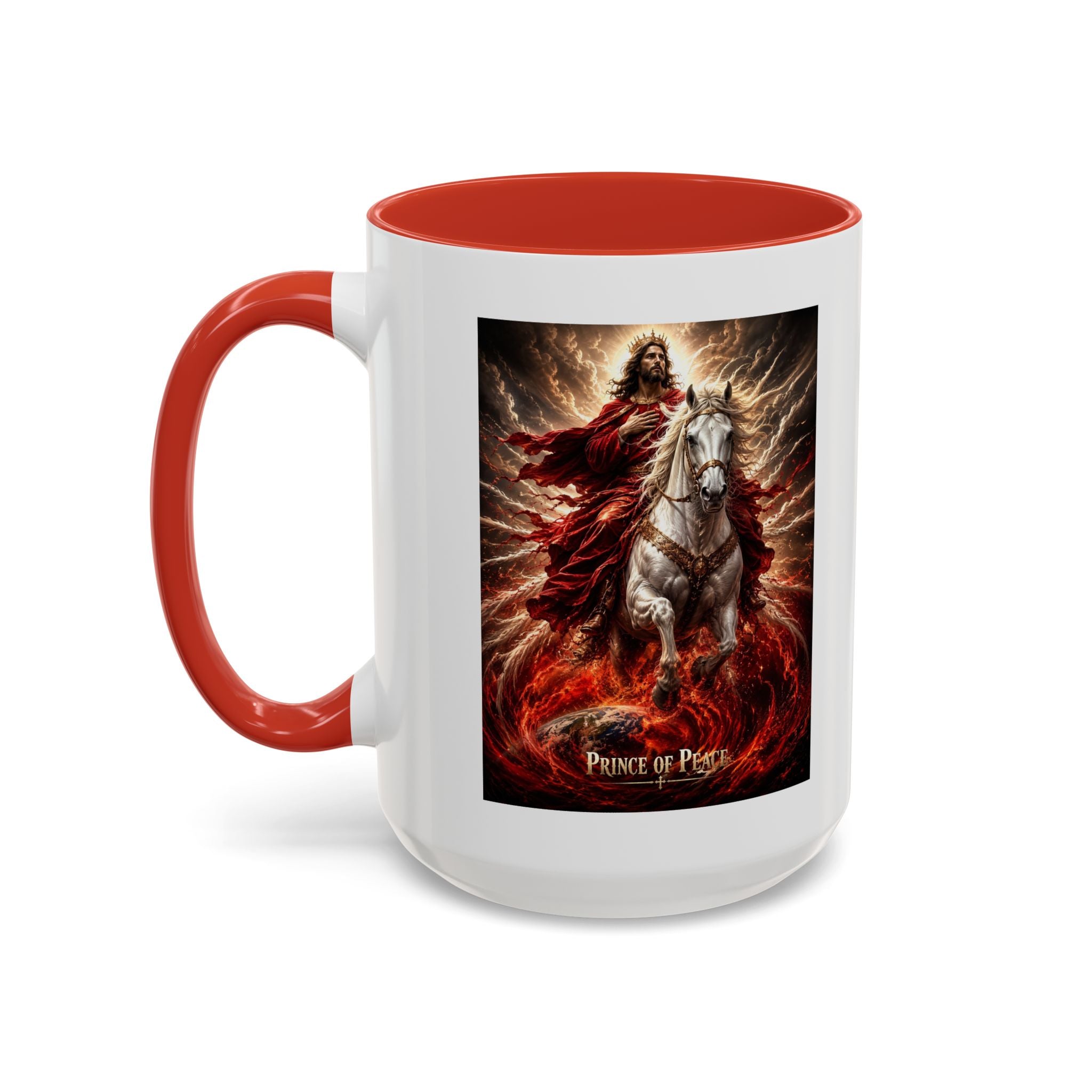 Prince of Peace Coffee Mug | Christian Jesus Rider Accent Mug | Inspirational Faith Gift