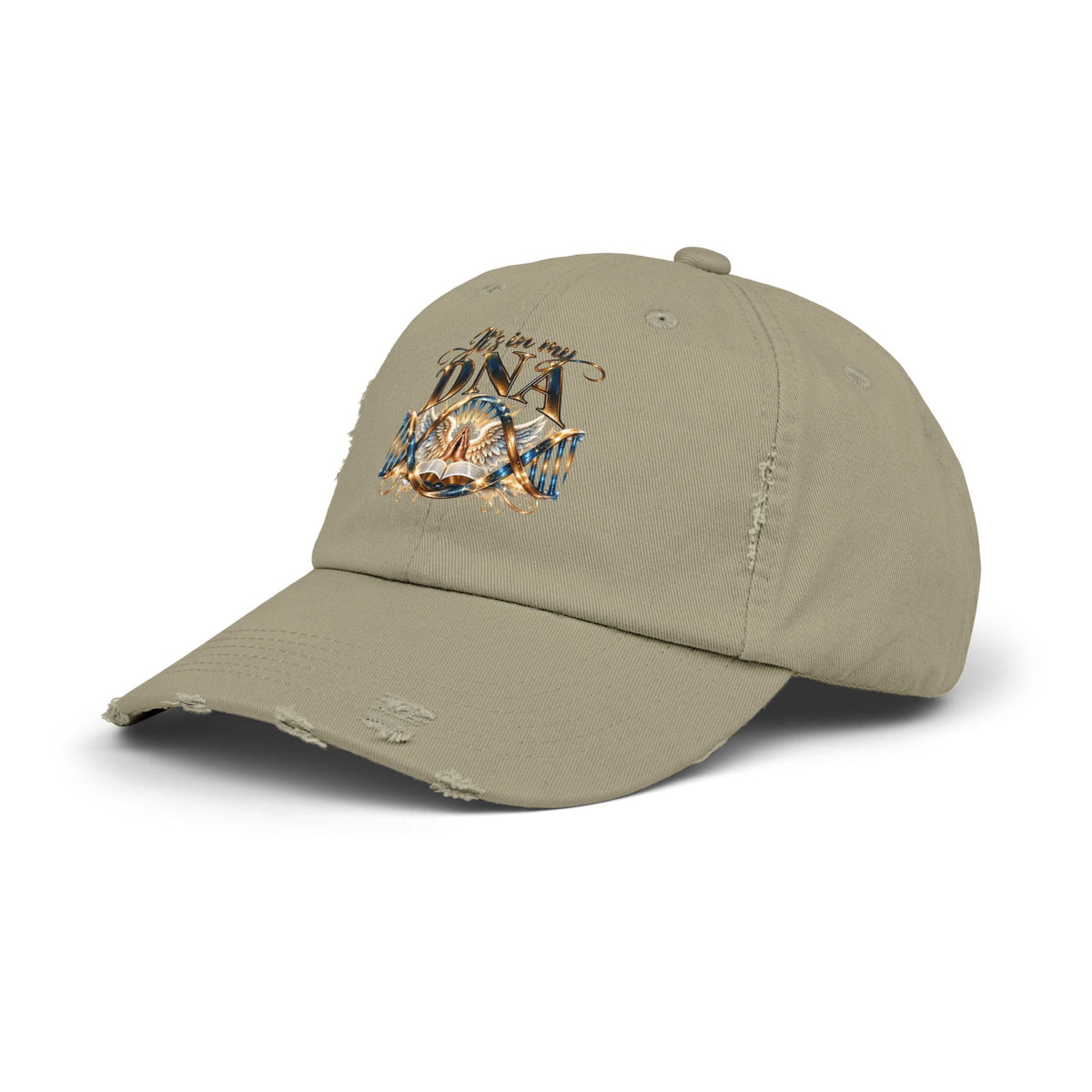 It's in My DNA Distressed Dad Hat – Christian Faith Baseball Cap | Bible & Praying Hands Design