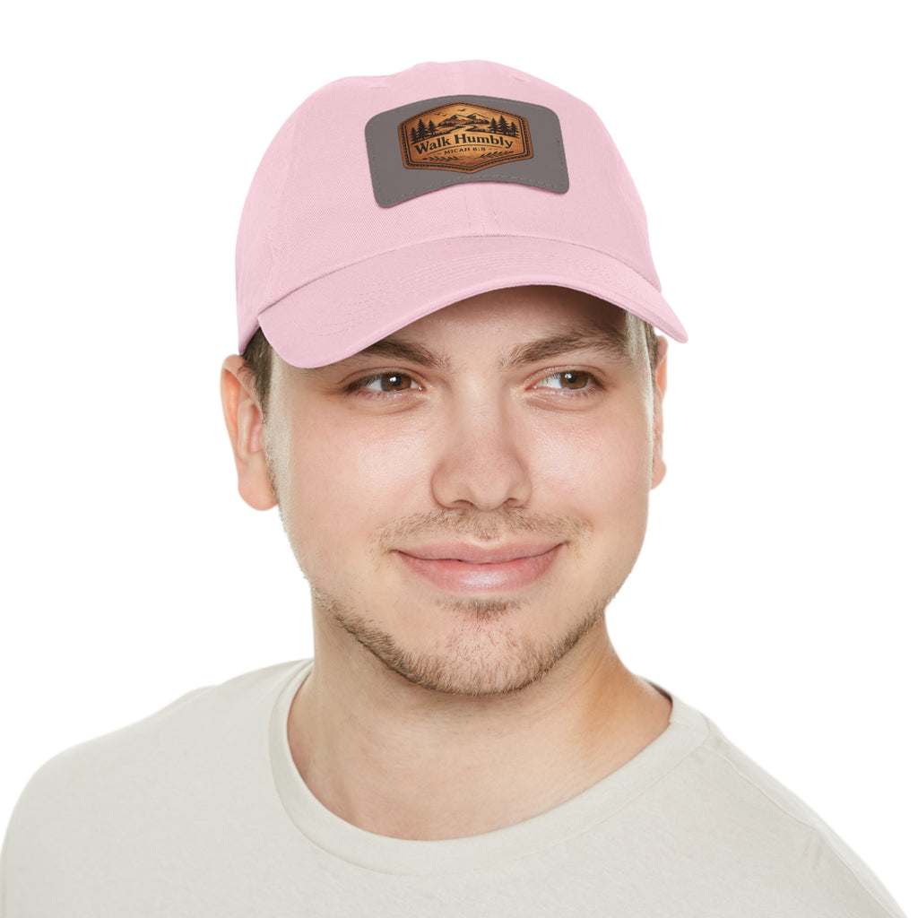 Walk Humbly Leather Patch Dad Hat | Micah 6:8 Christian Outdoor Cap | Faith Freedom Creations