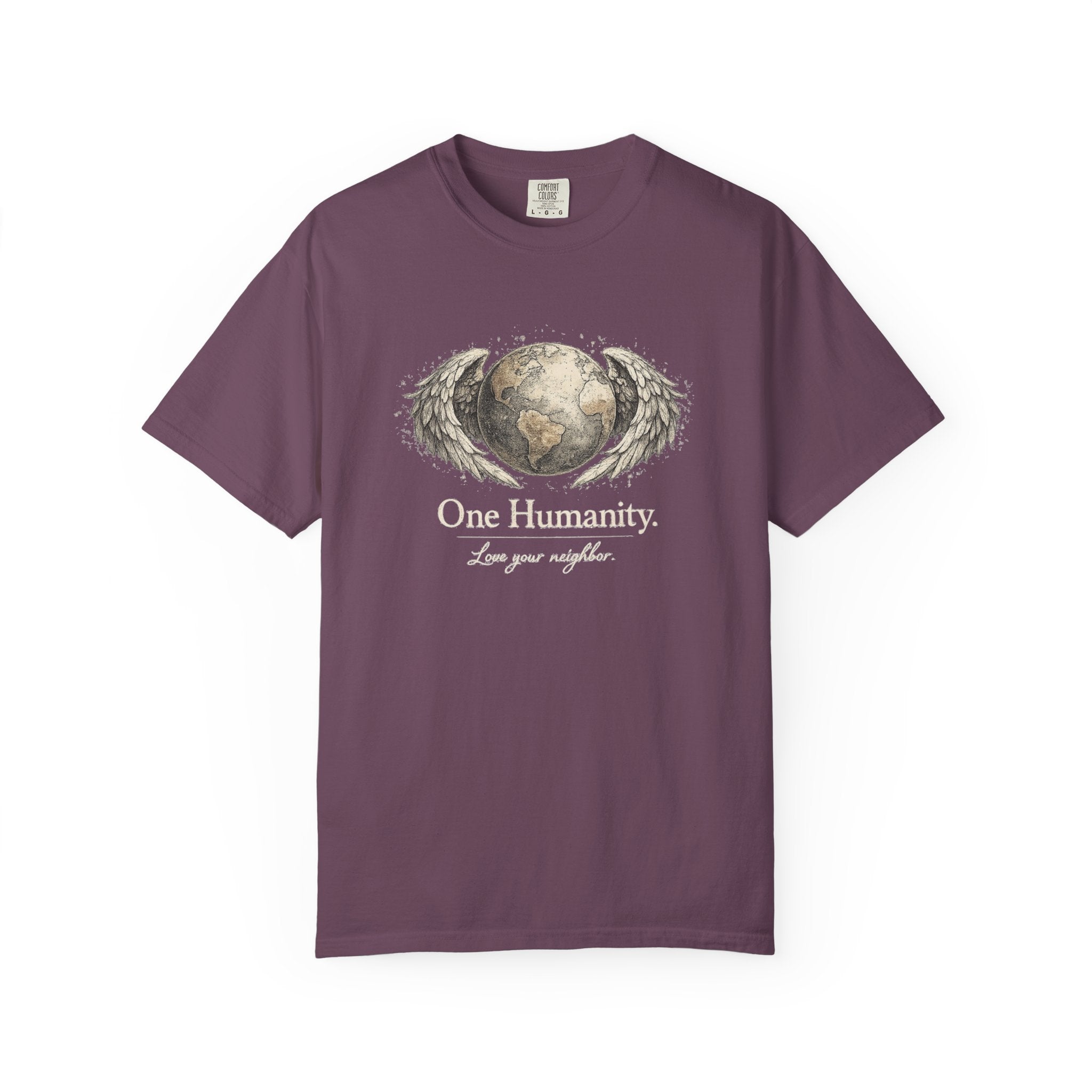 One Humanity T-Shirt – “One Humanity. Love Your Neighbor.” Earth Wings Graphic Tee