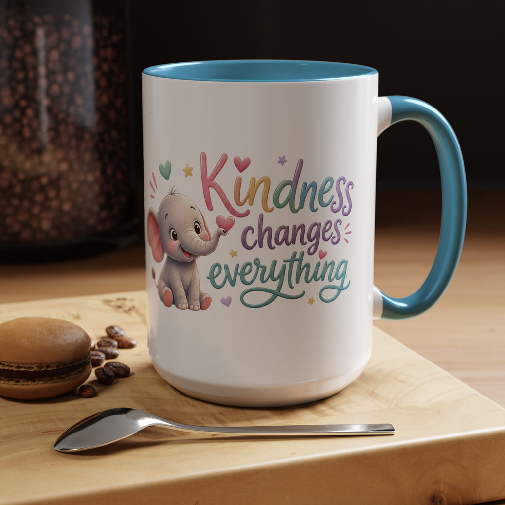 Kindness Changes Everything Elephant Mug | Inspirational Coffee Mug | Cute Elephant Accent Cup