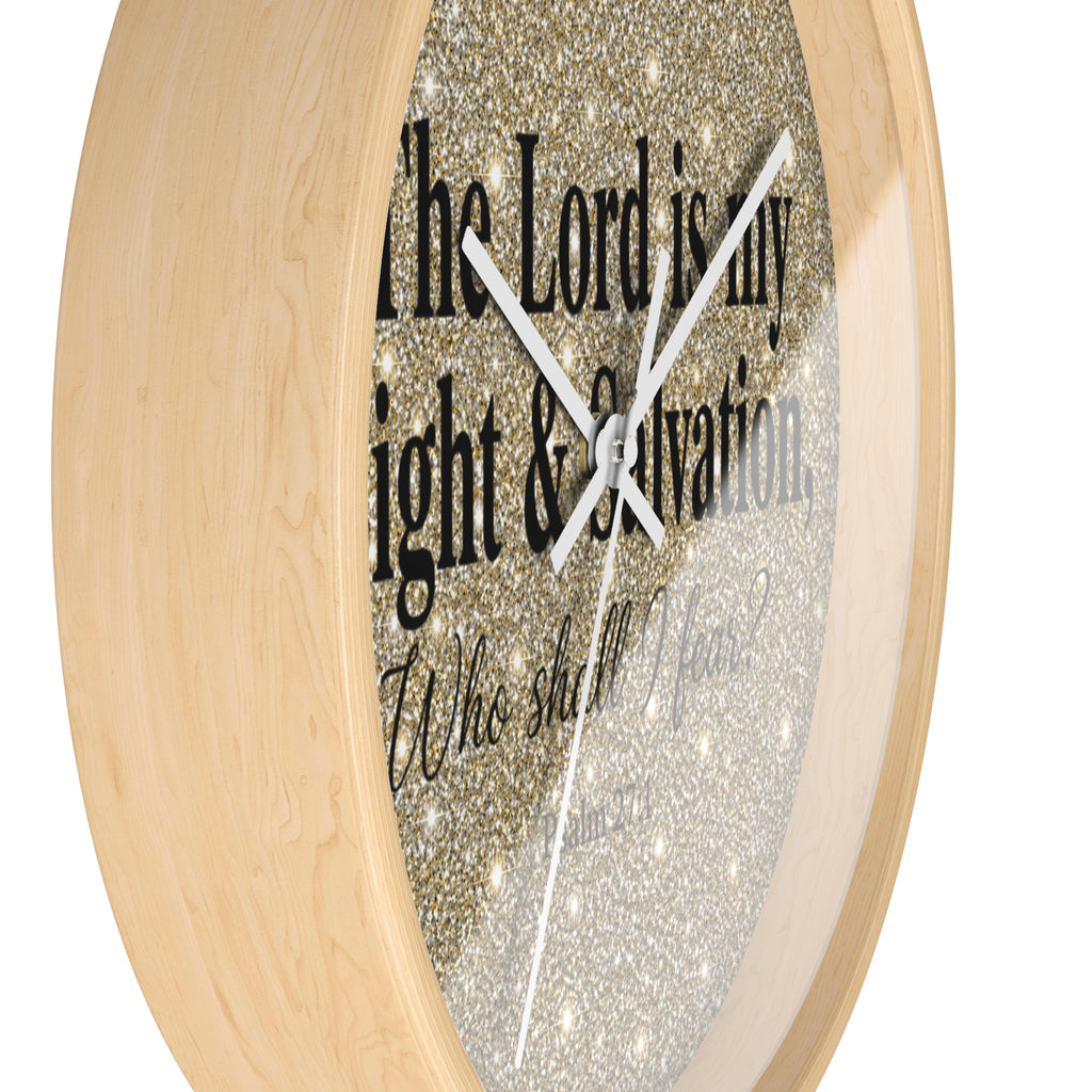 Inspirational Psalm 27:1 Wall Clock — "The Lord is my Light & Salvation" Sparkle Decorative Clock