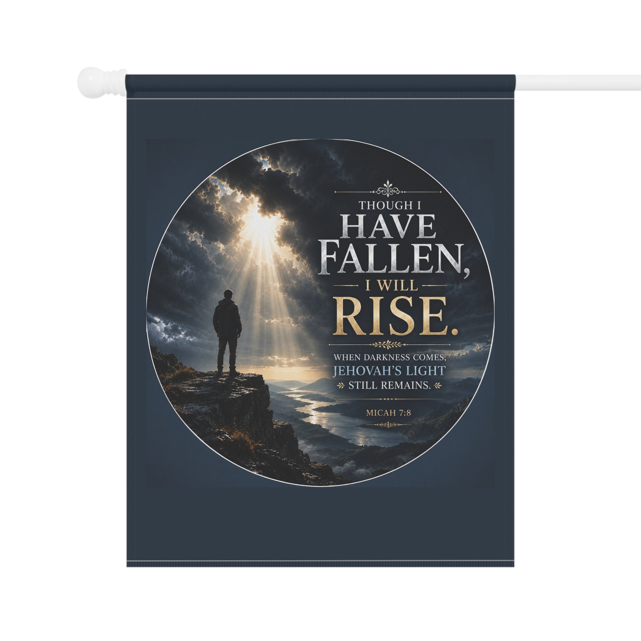 Though I Have Fallen I Will Rise Garden Flag | Inspirational Christian Outdoor Banner | Faith Yard Decor