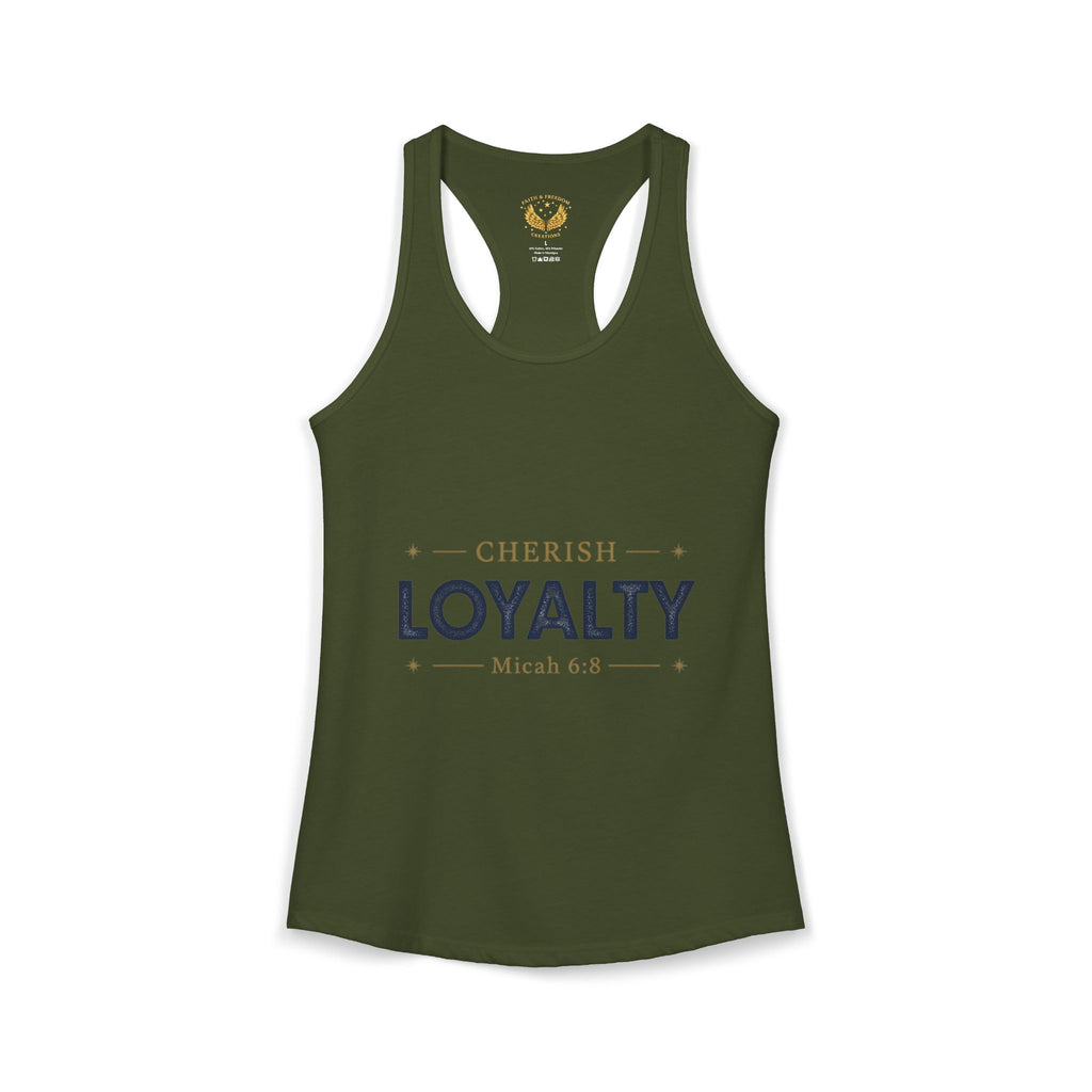 Cherish Loyalty – Women’s Racerback Tank | Inspirational Faith Graphic