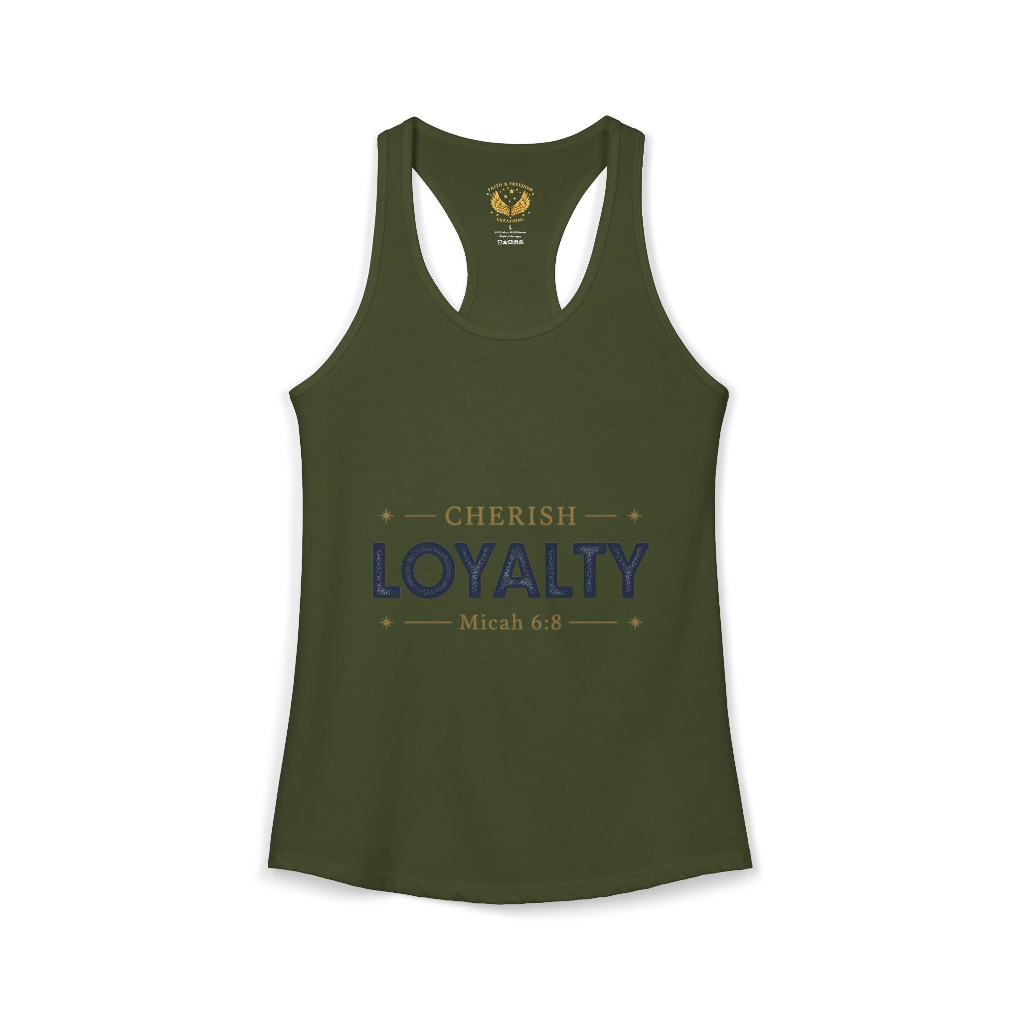 Cherish Loyalty – Women’s Racerback Tank | Inspirational Faith Graphic
