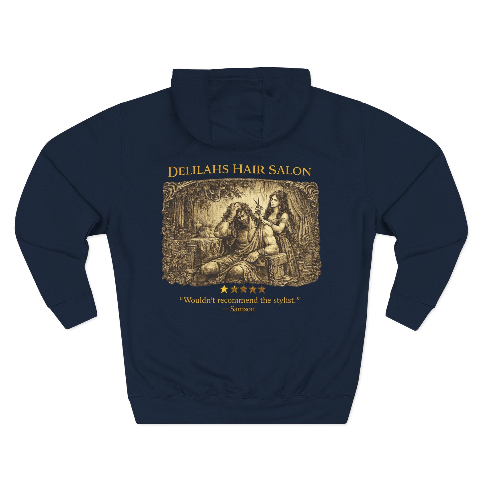 Delilah's Hair Salon Review Vintage Barber Hoodie — Three-Panel Fleece Hoodie-⭐ Five-Star Faith Series⭐