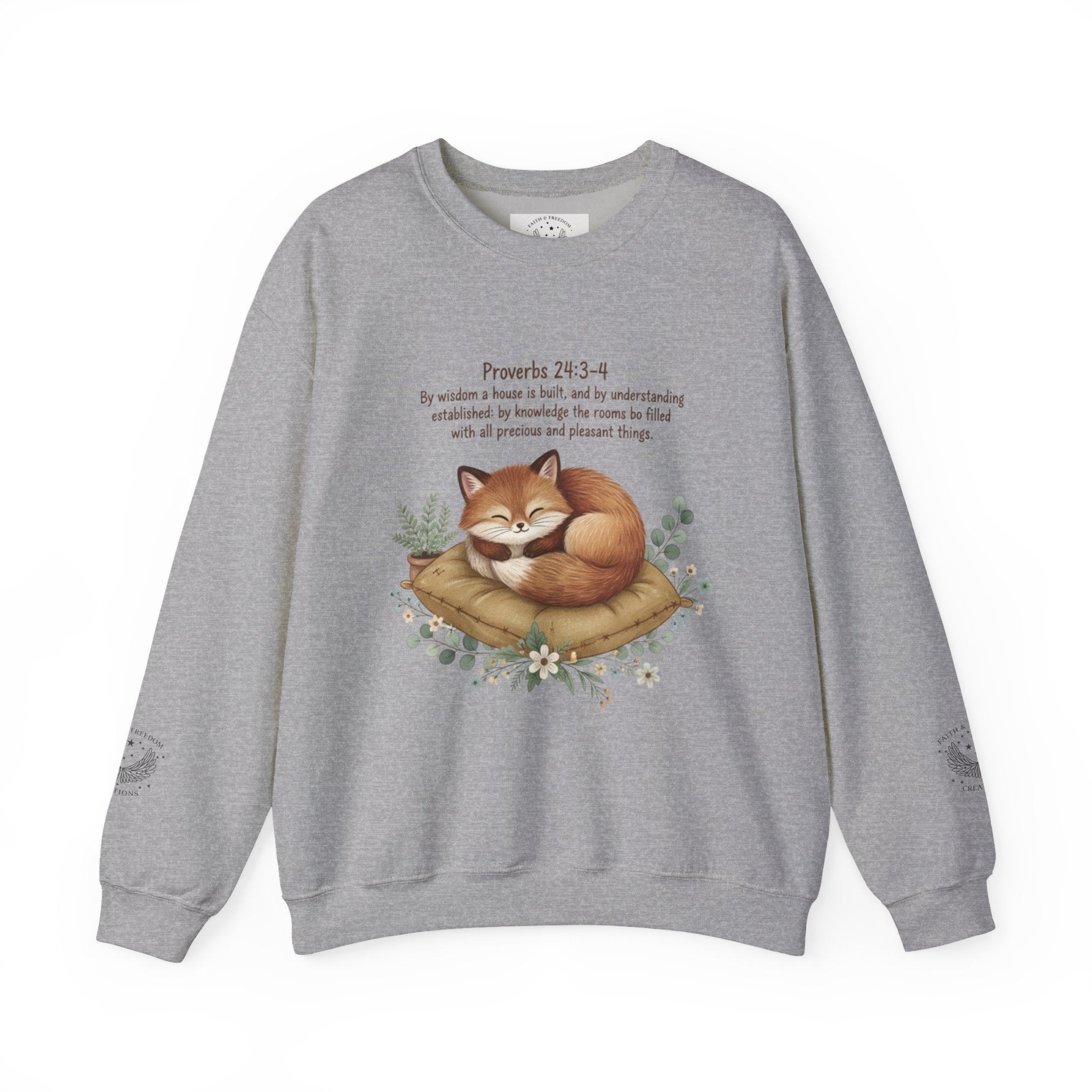 Cozy Fox Crewneck Sweatshirt - Woodland Animal Art with scripture |