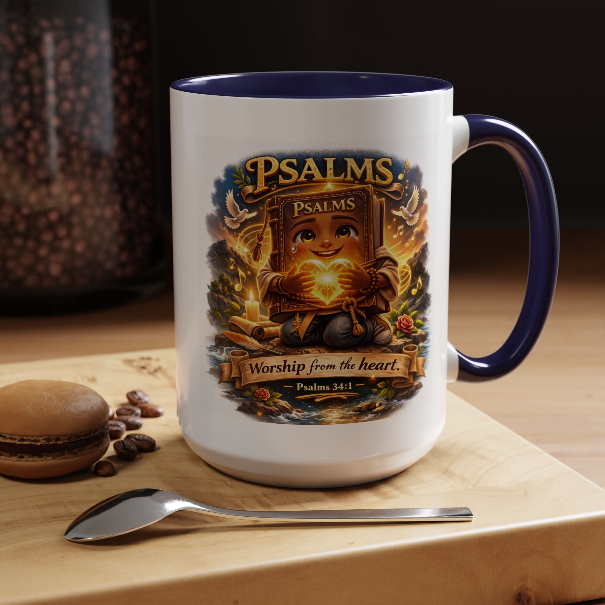 Psalms 34:1 Coffee Mug | Worship From the Heart Mug | Inspirational Christian Accent Mug