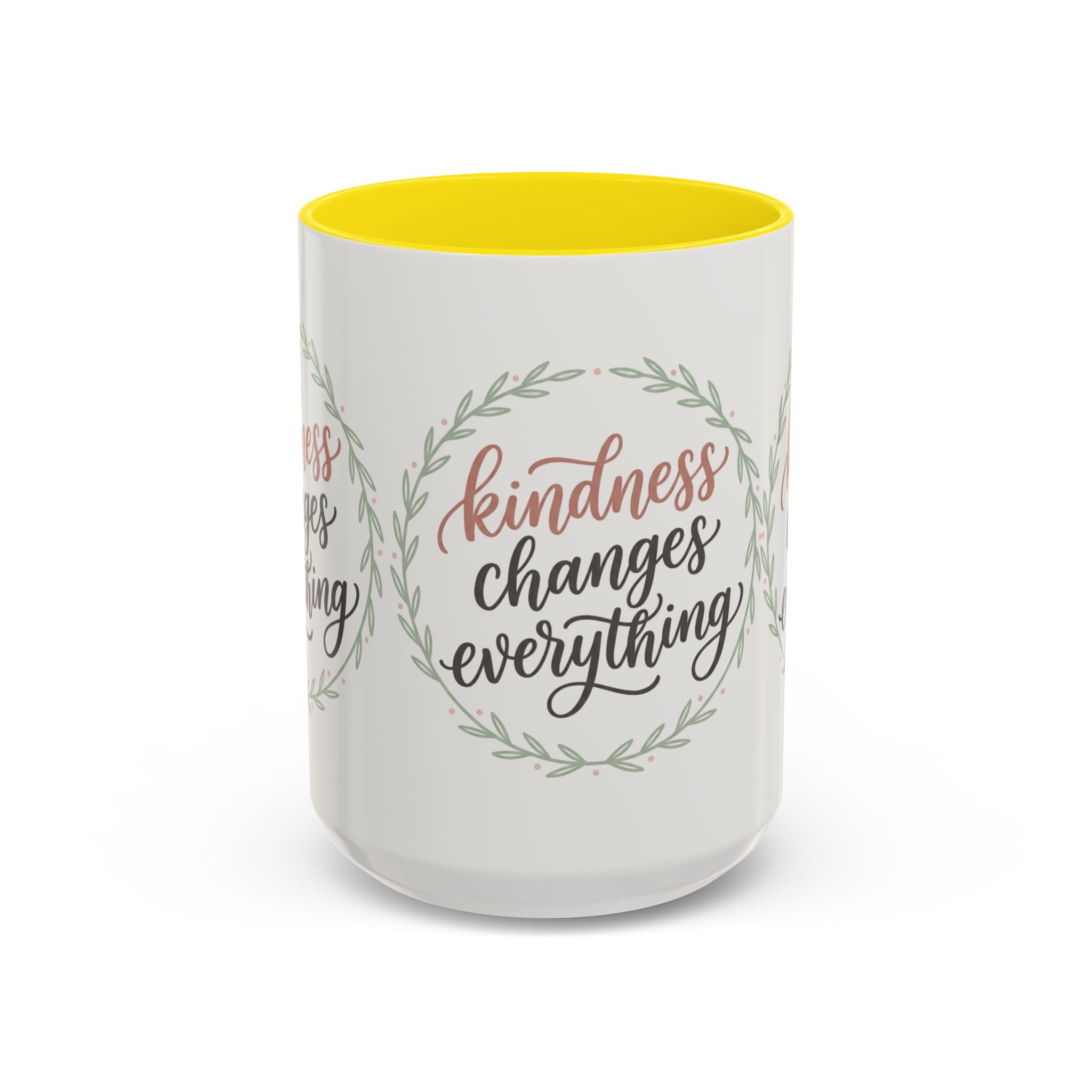 Kindness Changes Everything Accent Coffee Mug | Inspirational Ceramic Mug | Faith Freedom Creations