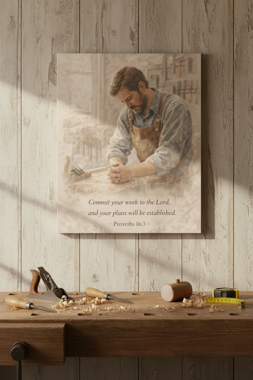 Commit Your Work to the Lord Canvas Print – Proverbs 16:3 Christian Wall Art | Faith & Work Inspirational Canvas