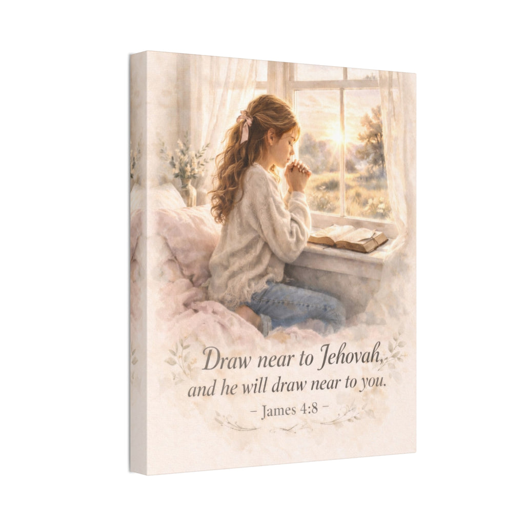 Draw Near to God Canvas Print – Christian Prayer Wall Art | James 4:8 Scripture