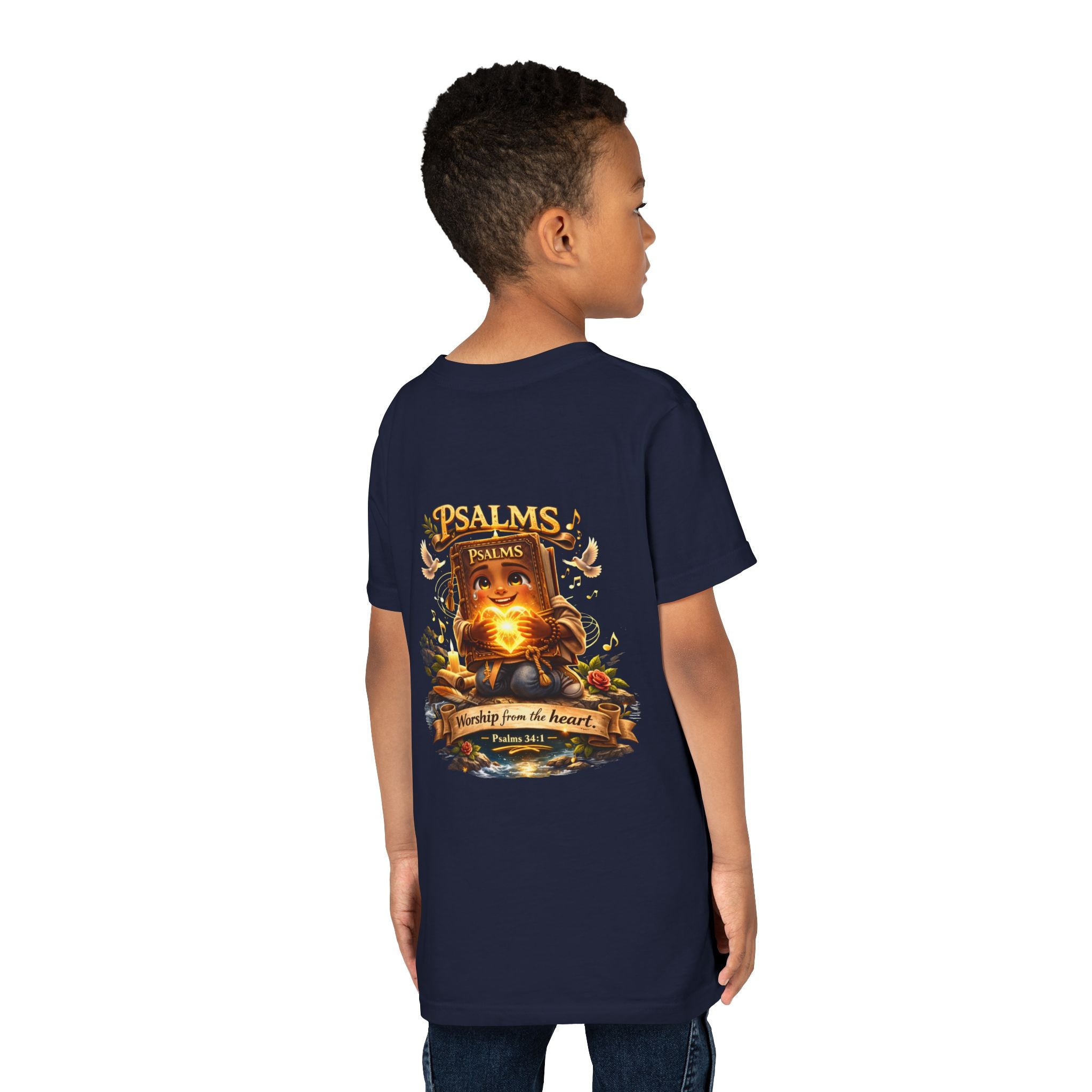 Praise Him Psalms 34:1 Youth T-Shirt | Christian Kids Faith Tee | Inspirational Youth Apparel