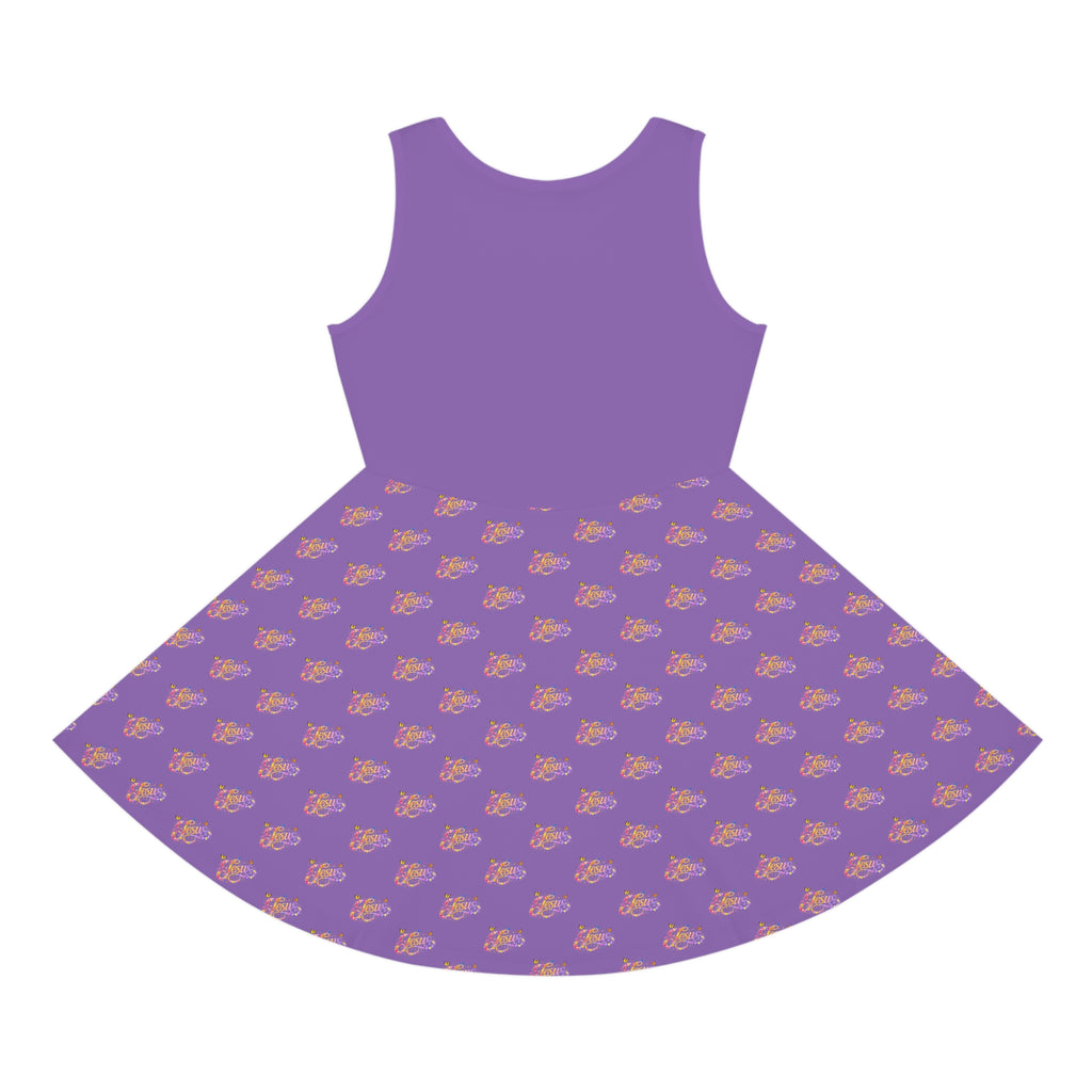 Girls Purple Floral Butterfly Jesus Sundress – Christian Youth Faith Dress | Mom & Daughter Matching Outfit