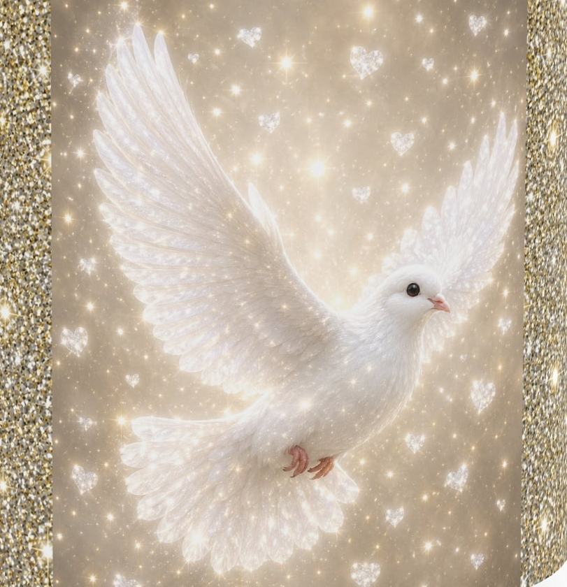 Peace Dove Heart Mug | Gold Sparkle Ceramic Coffee Mug | Elegant Dove & Heart Gift
