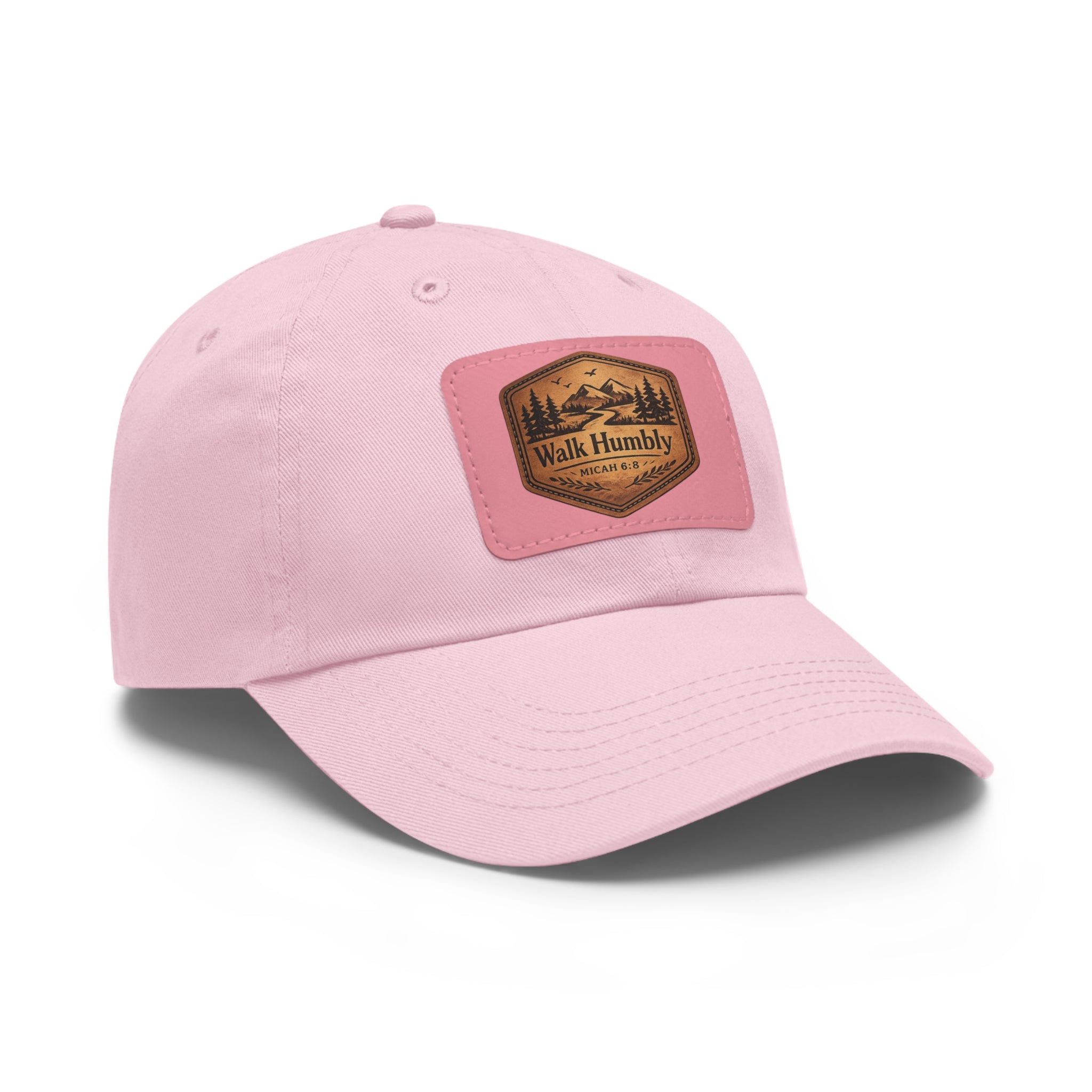 Walk Humbly Leather Patch Dad Hat | Micah 6:8 Christian Outdoor Cap | Faith Freedom Creations