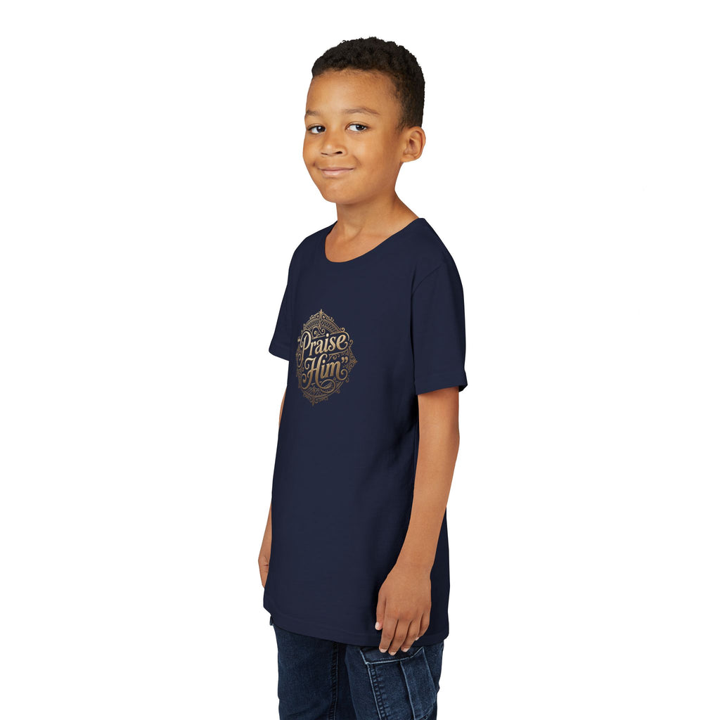 Praise Him Psalms 34:1 Youth T-Shirt | Christian Kids Faith Tee | Inspirational Youth Apparel