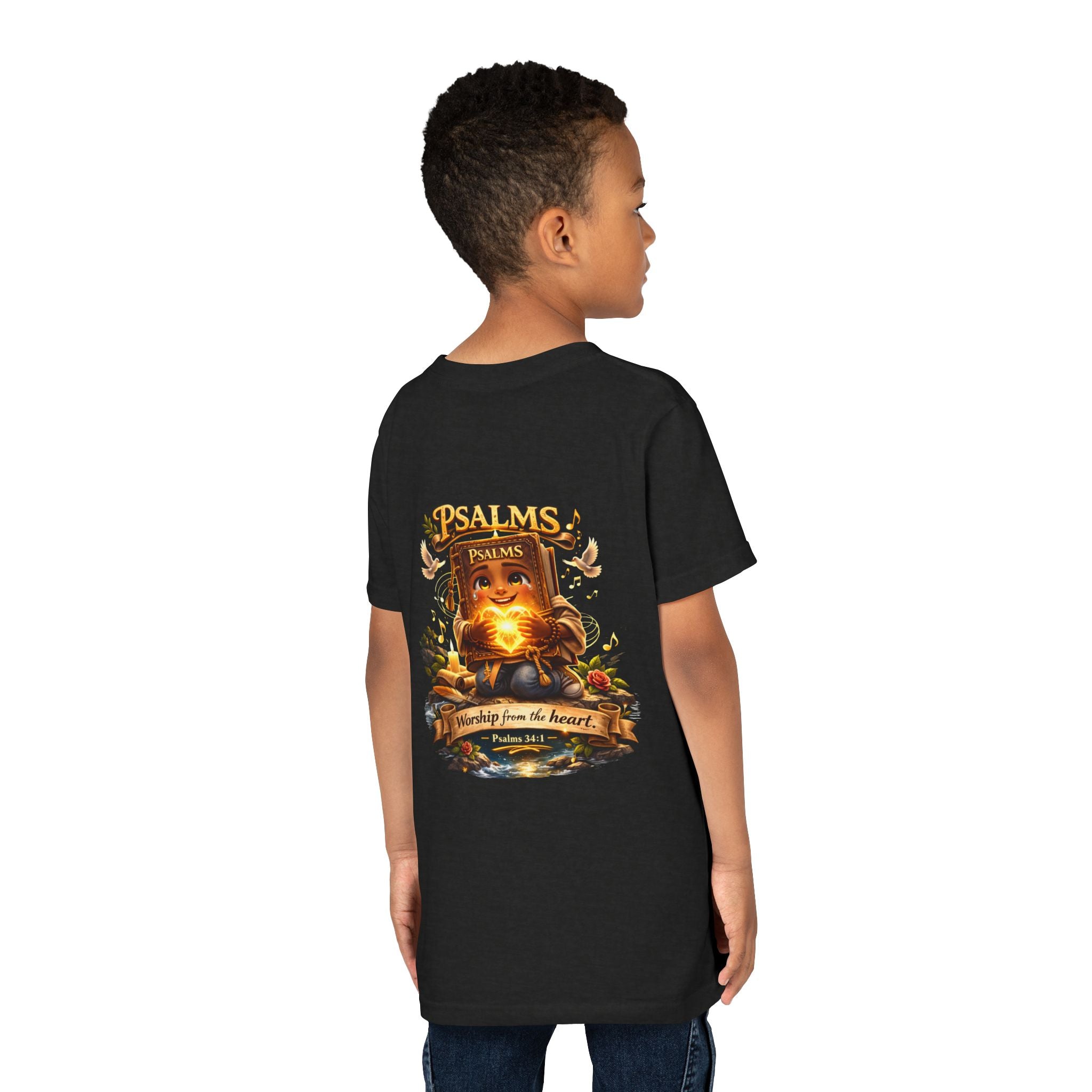 Praise Him Psalms 34:1 Youth T-Shirt | Christian Kids Faith Tee | Inspirational Youth Apparel