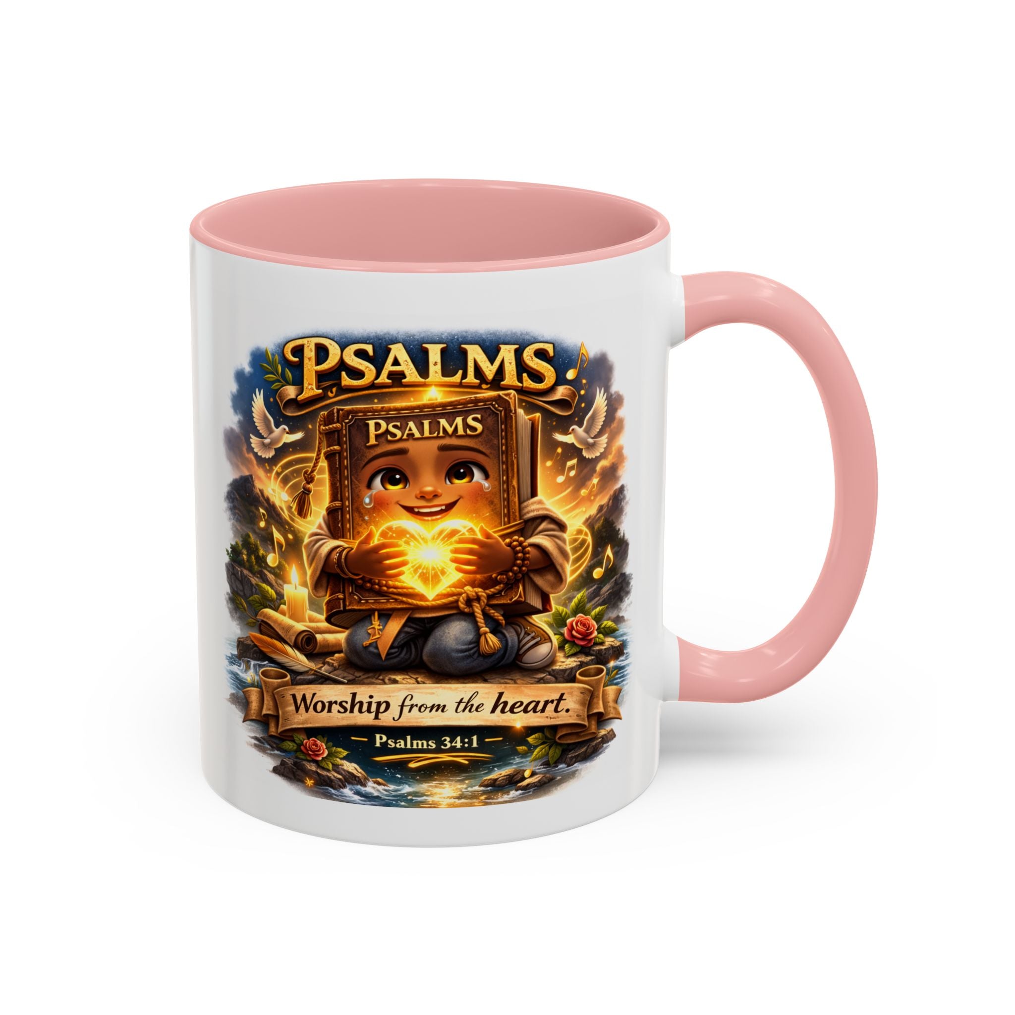 Psalms 34:1 Coffee Mug | Worship From the Heart Mug | Inspirational Christian Accent Mug