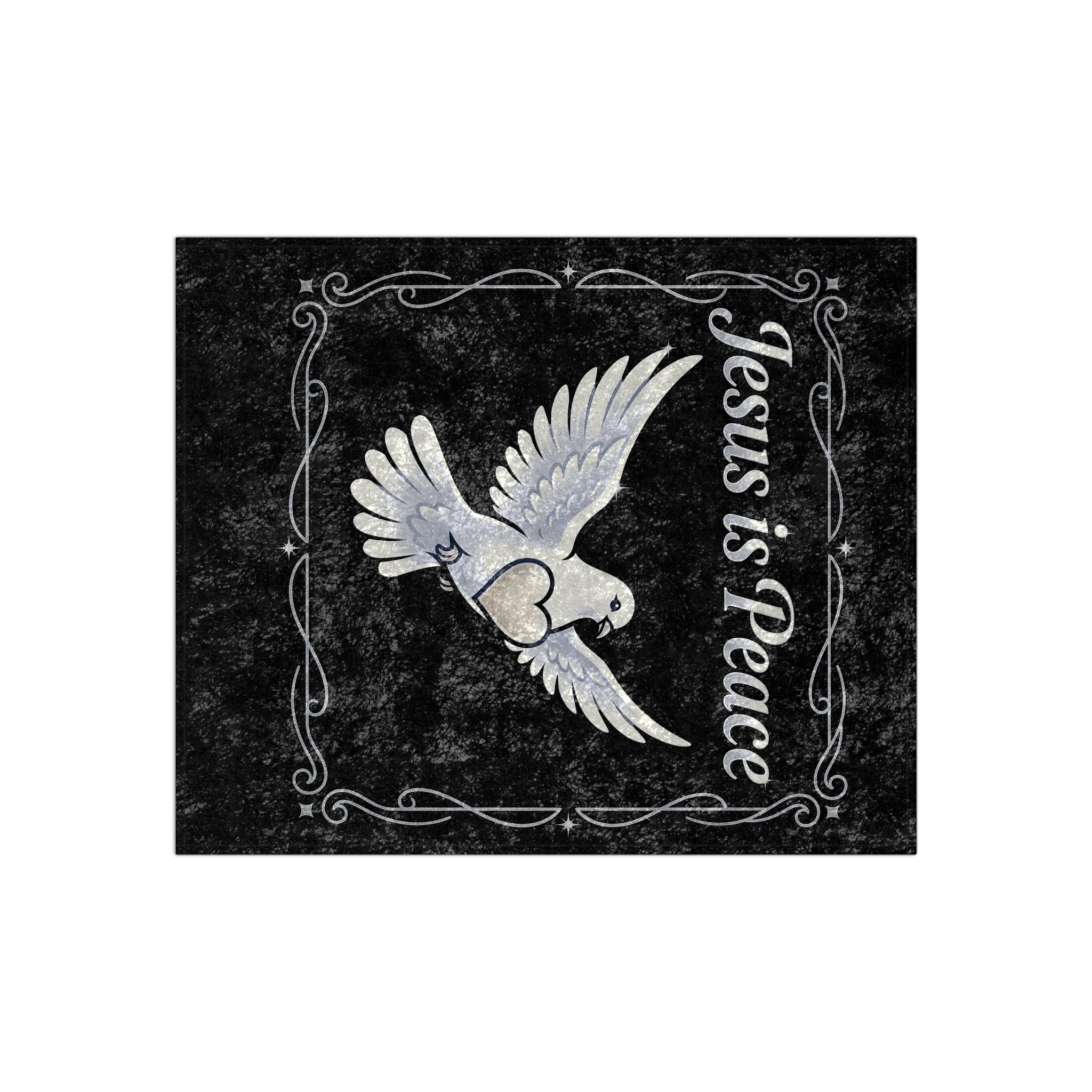 Crushed Velvet Blanket — "Jesus is Peace" Dove Throw (Religious Comfort, Faith Gift)