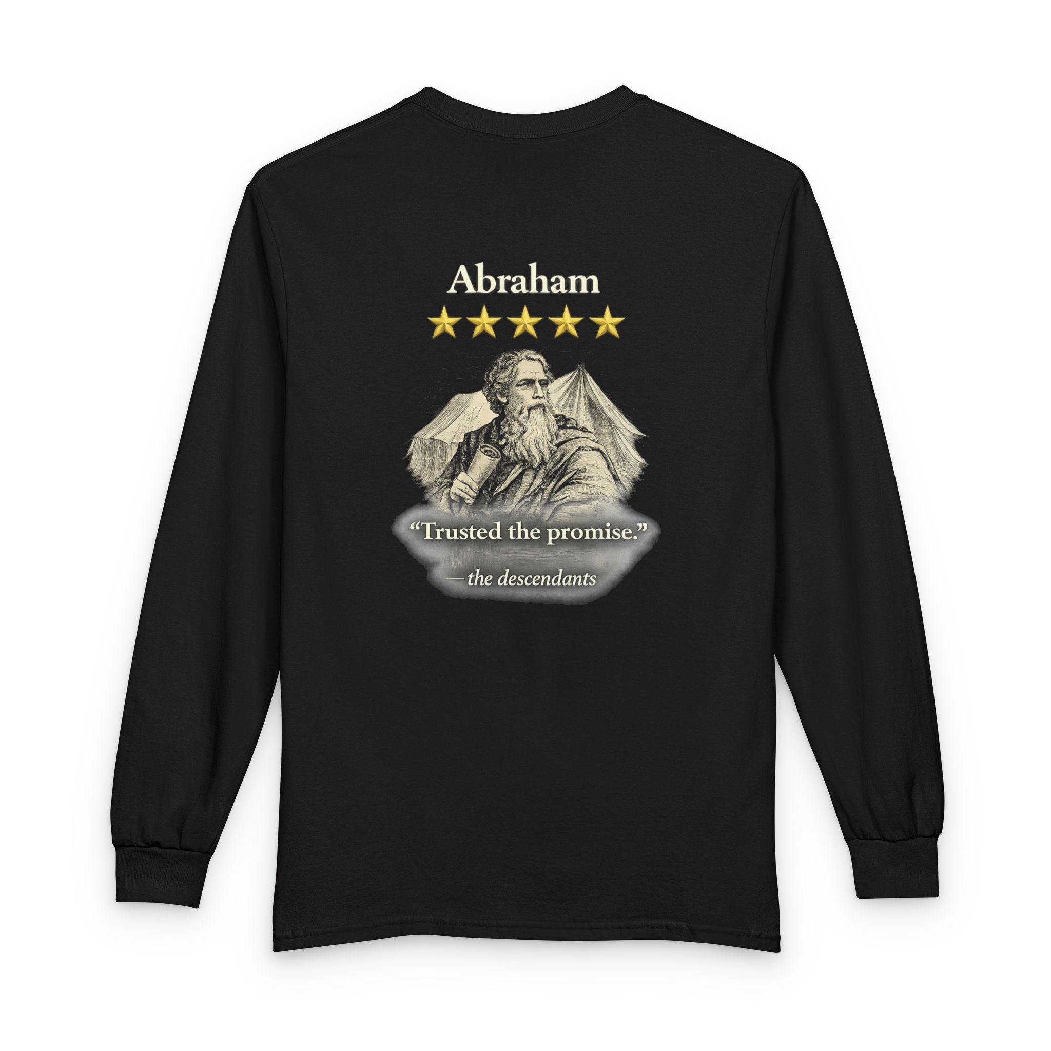 Abraham – Long Sleeve Tee | “Trusted the Promise” Faith Graphic – Five-Star Faith Series