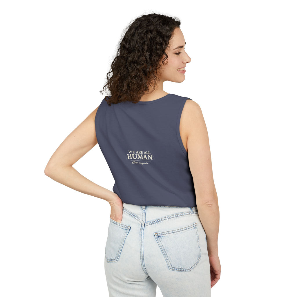 “Every Heart Beats the Same” Vintage Surf Tank Top – Garment-Dyed Coastal Unity Tank