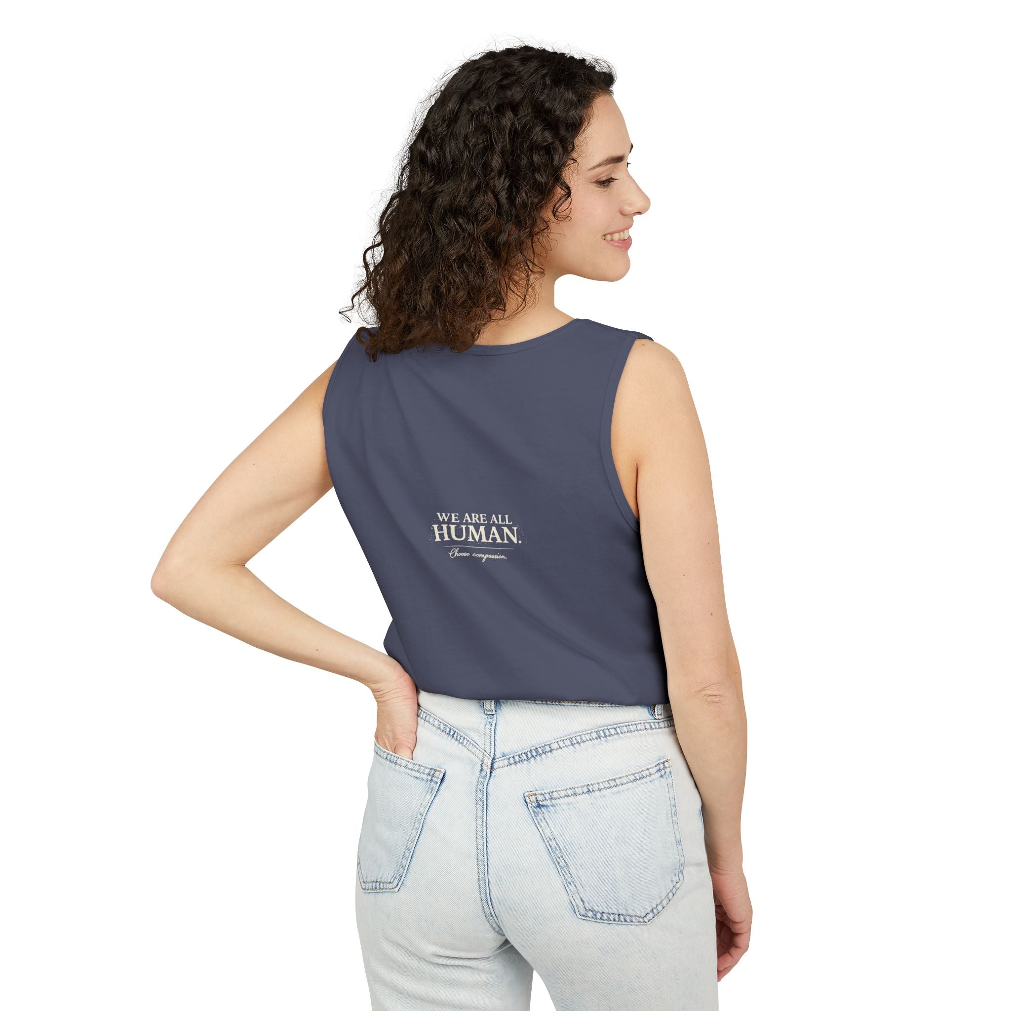 “Every Heart Beats the Same” Vintage Surf Tank Top – Garment-Dyed Coastal Unity Tank