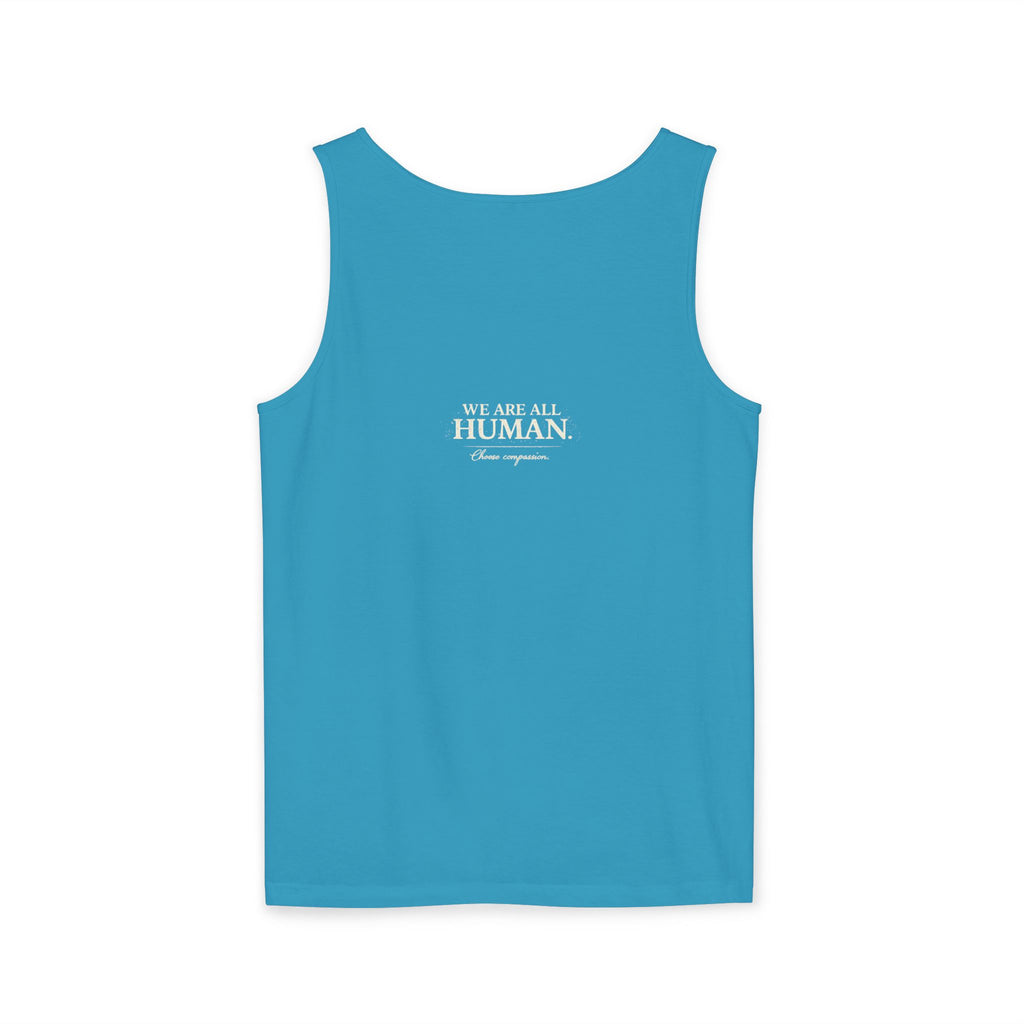 “Every Heart Beats the Same” Vintage Surf Tank Top – Garment-Dyed Coastal Unity Tank